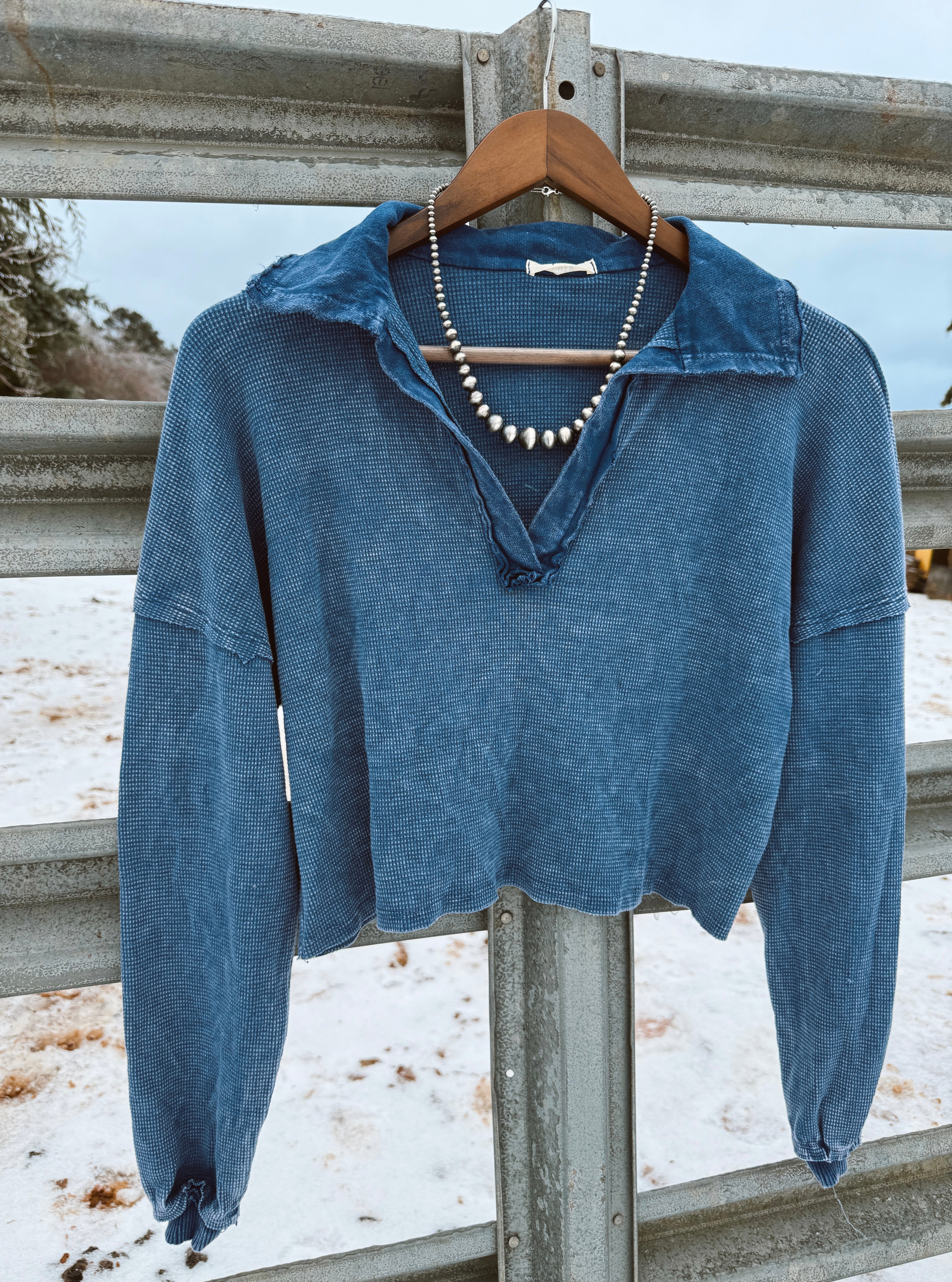 The V Neck Top - Ocean