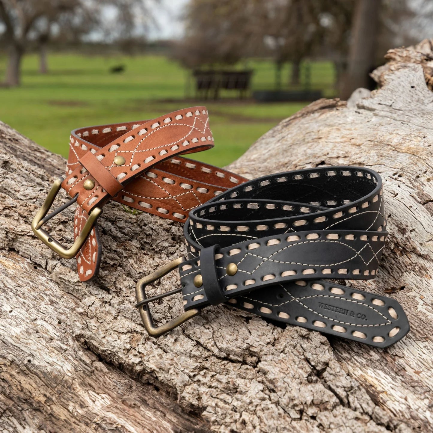 The Classic Buckstitch Belt - saddle