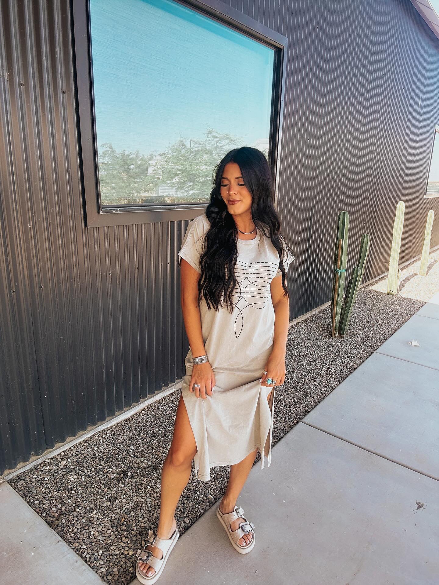 The Boot Stitch Dress - Khaki