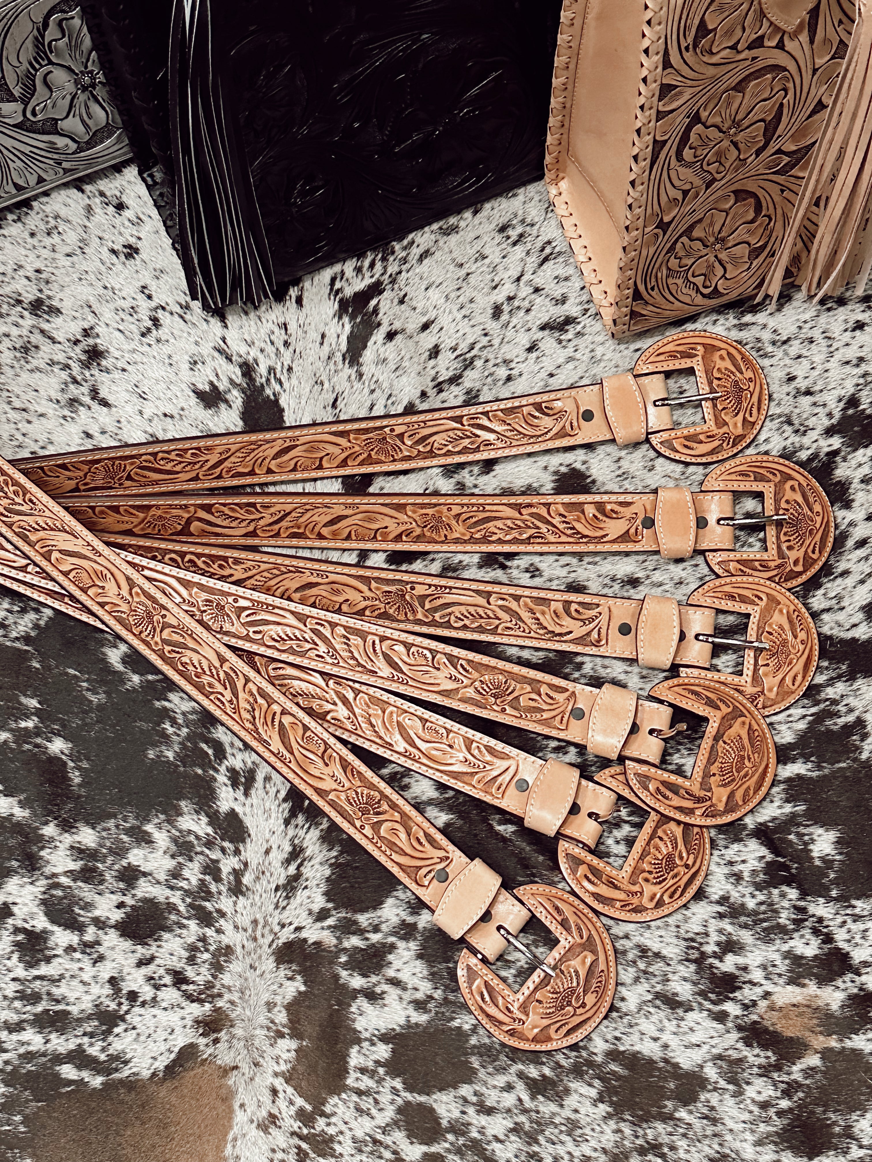 The Que Chula Leather Tooled Belt - best seller