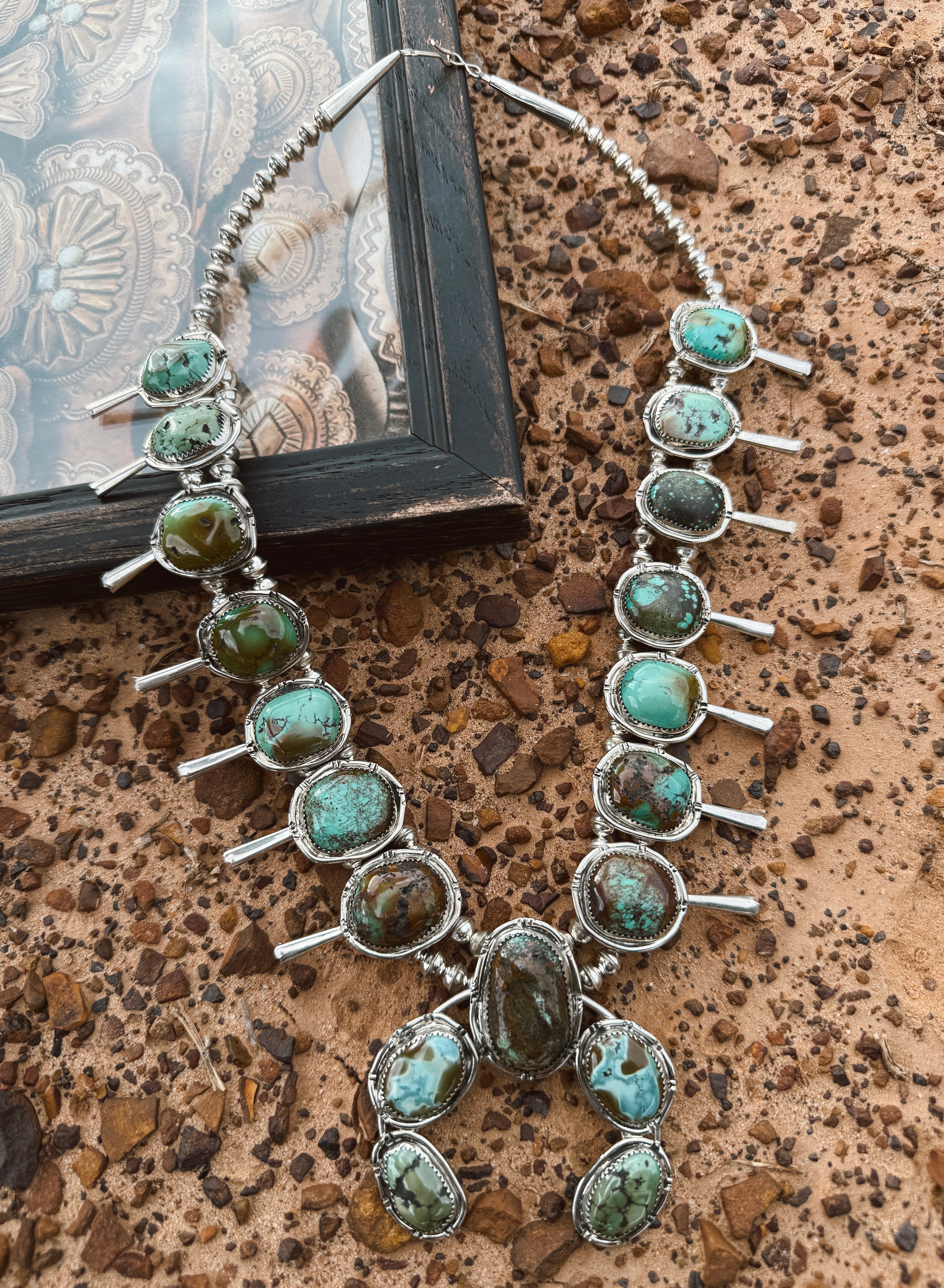 The Sonoran Gold Squash Blossom Necklace with Earrings