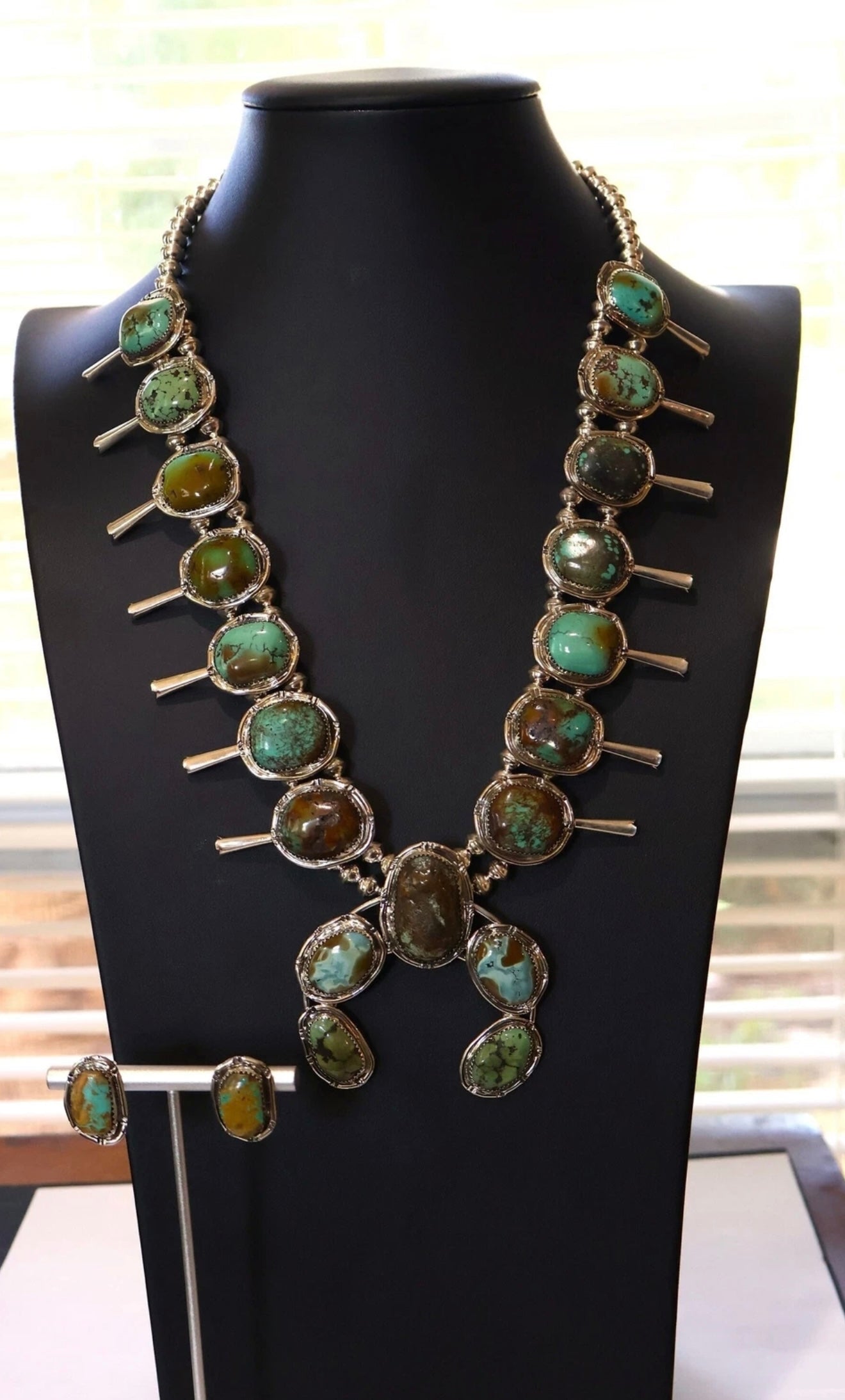 The Sonoran Gold Squash Blossom Necklace with Earrings