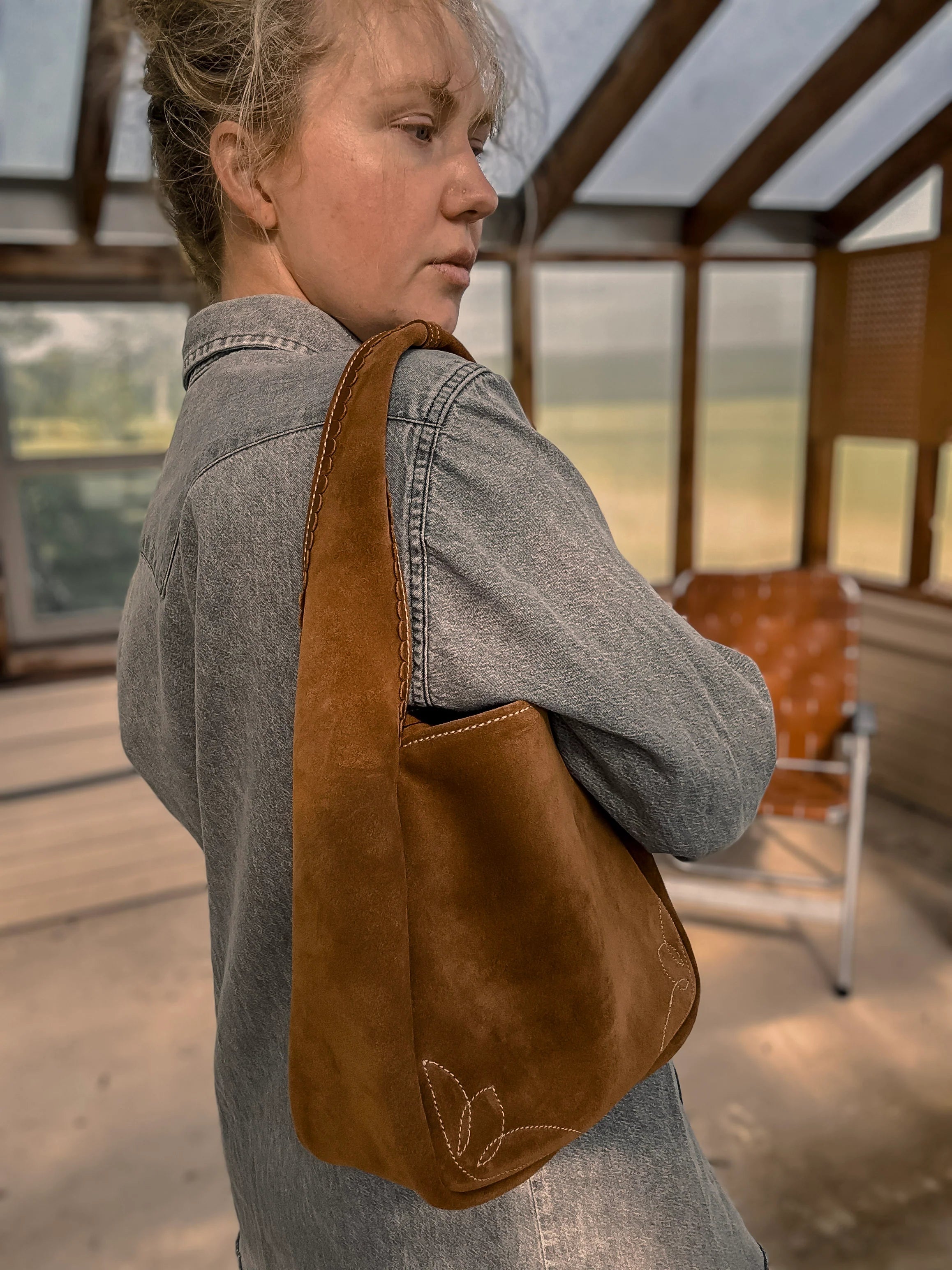 The Maddog Leather Hobo Purse - Camel