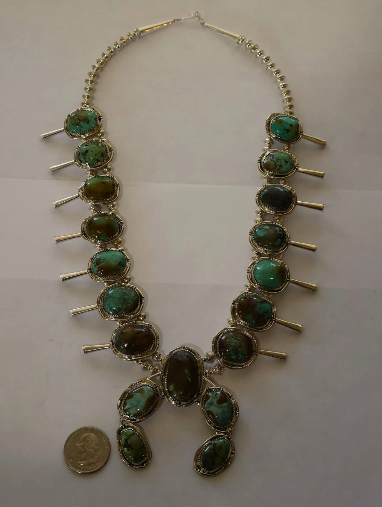 The Sonoran Gold Squash Blossom Necklace with Earrings