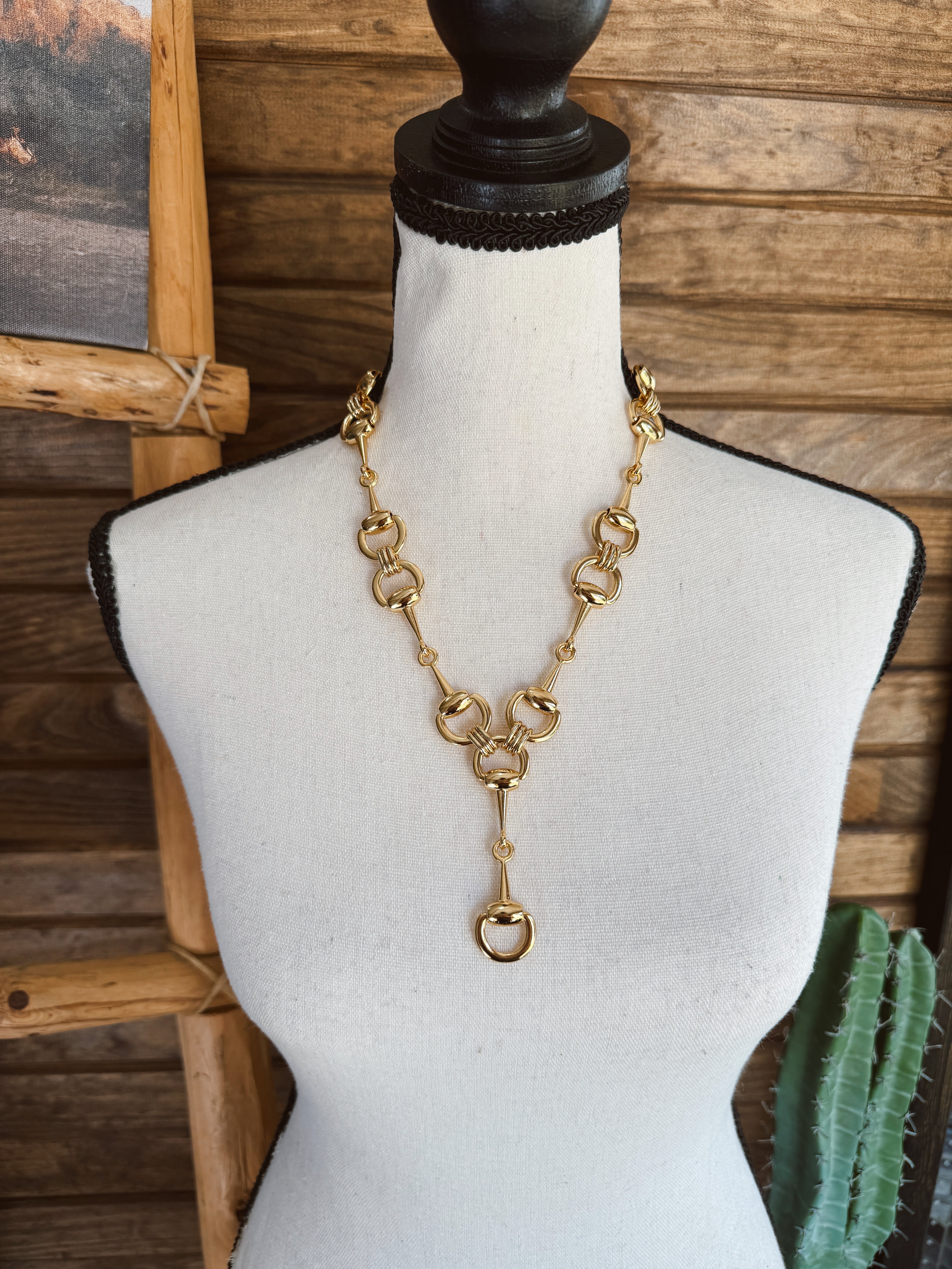 The Snaffle Bit Lariat Necklace - Gold