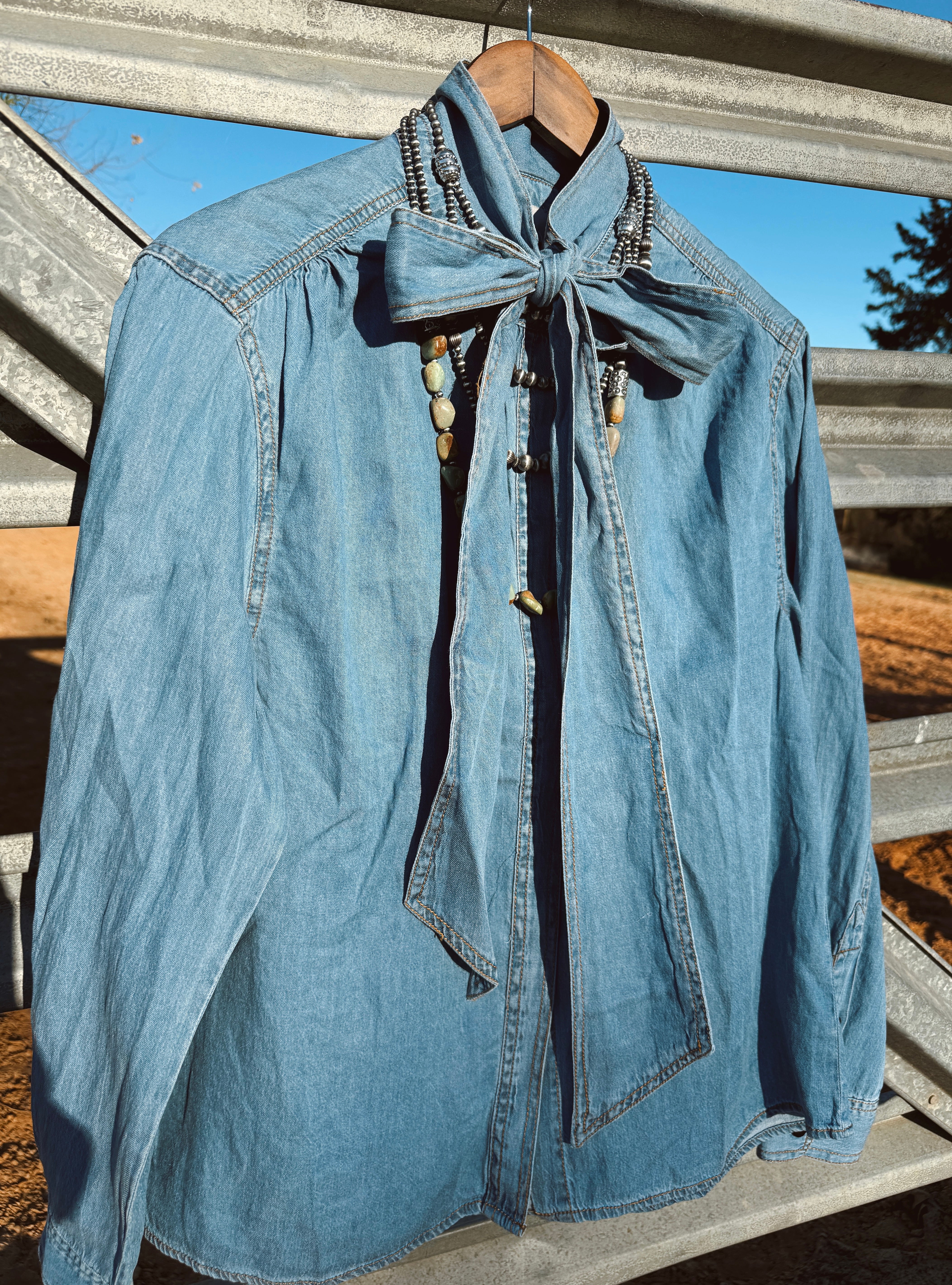 The Denim Tie Top - pre order 1/12