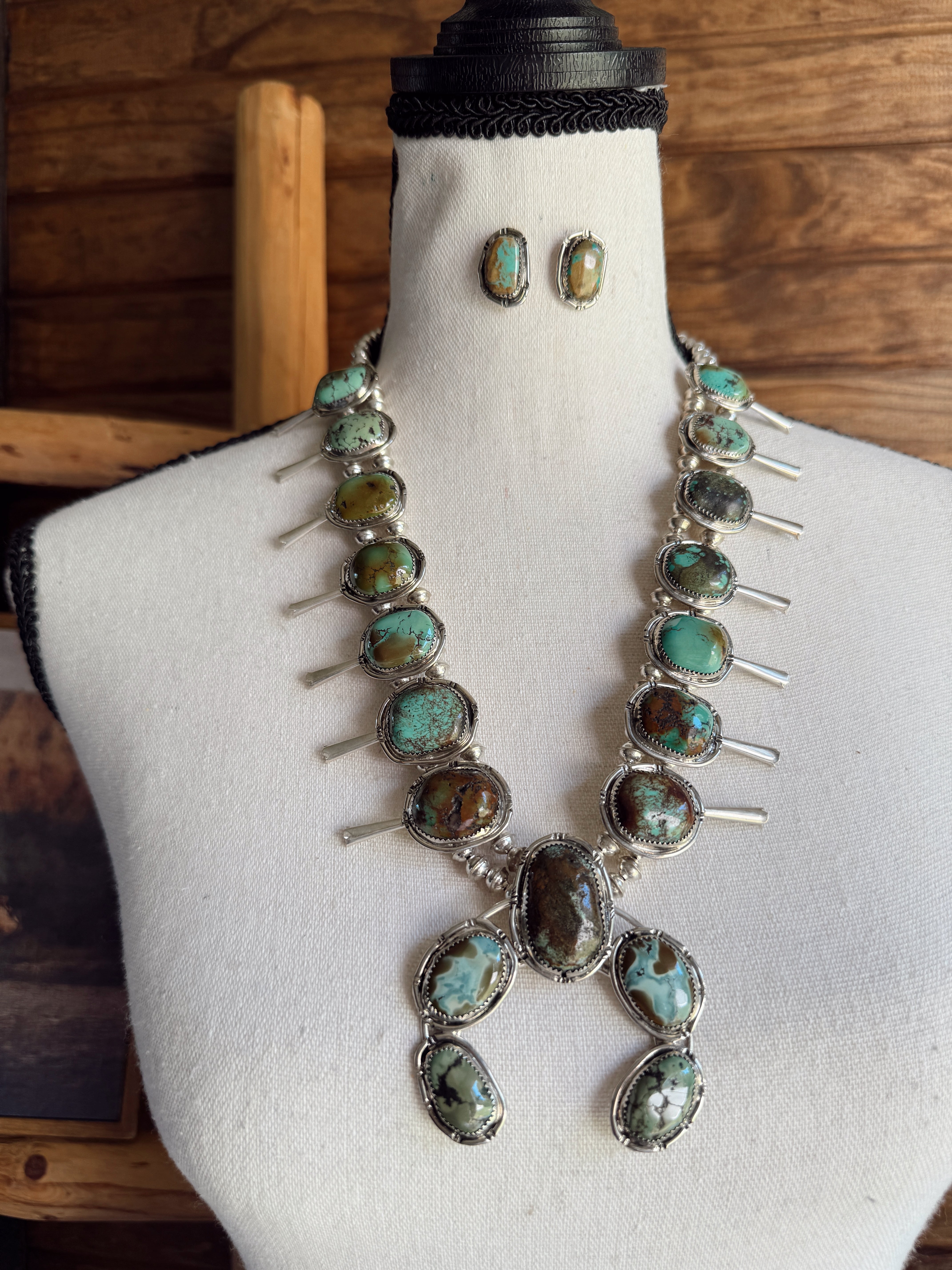 The Sonoran Gold Squash Blossom Necklace with Earrings