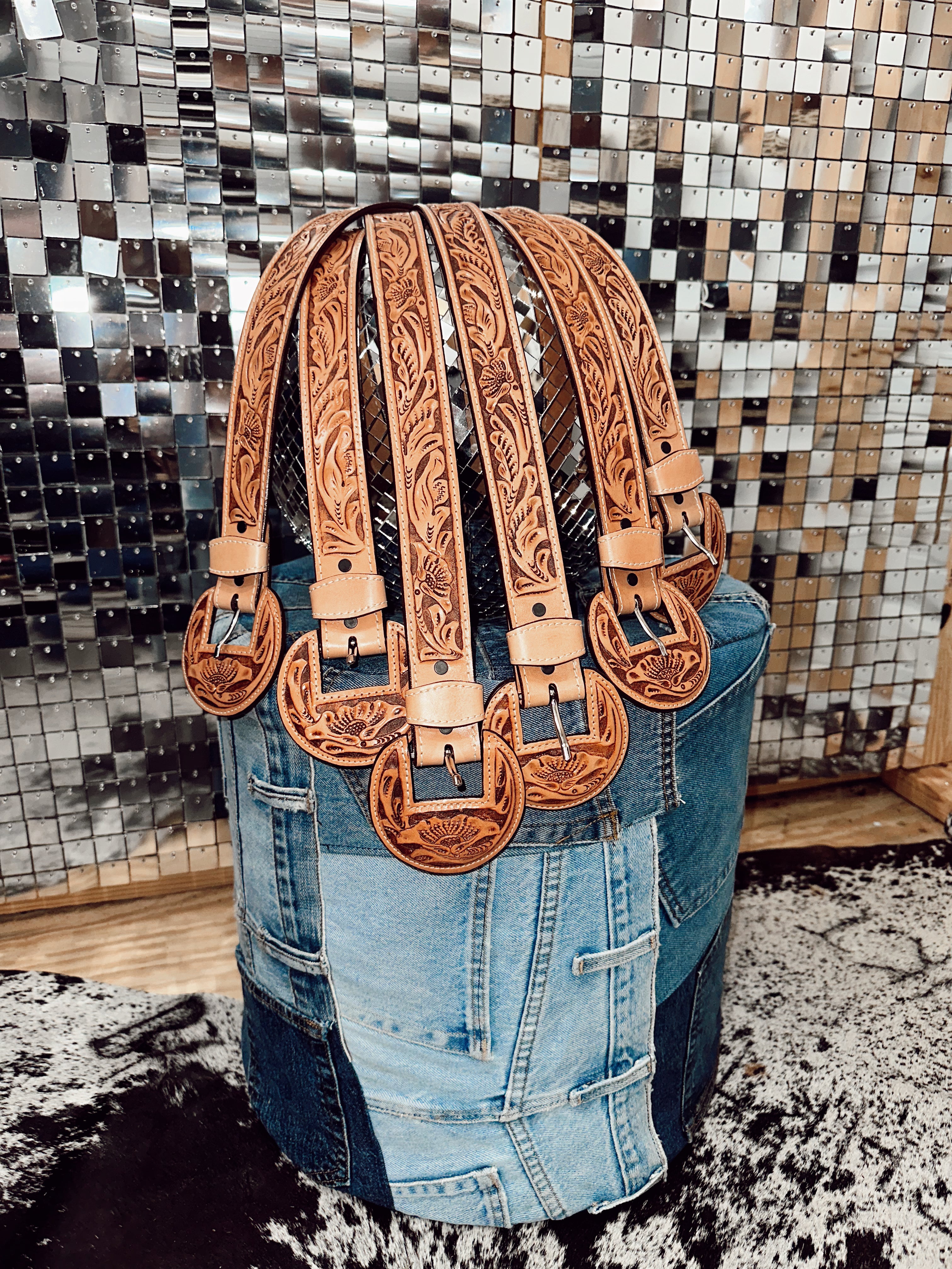 The Que Chula Leather Tooled Belt - best seller