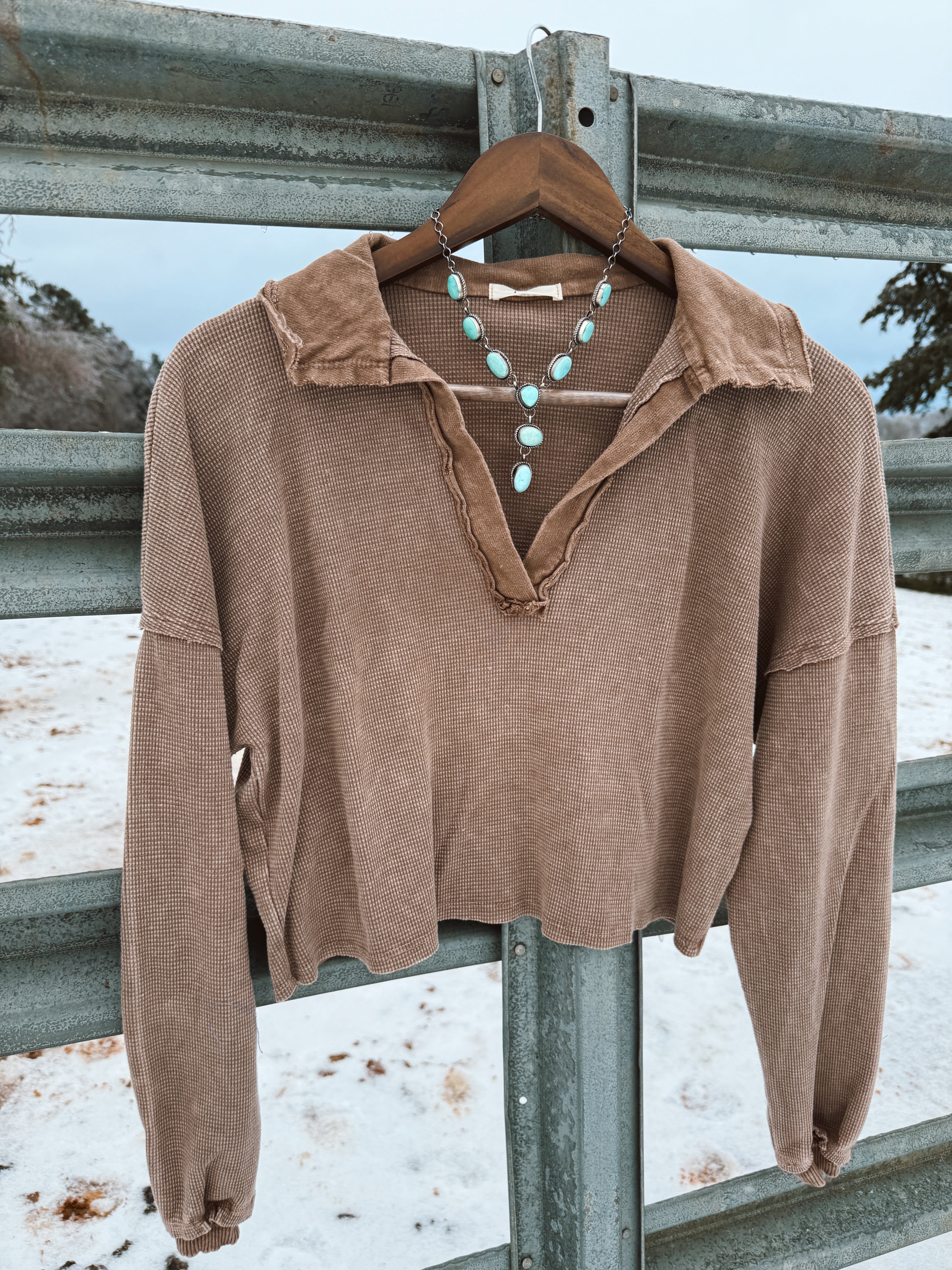 The V Neck Top - Mocha