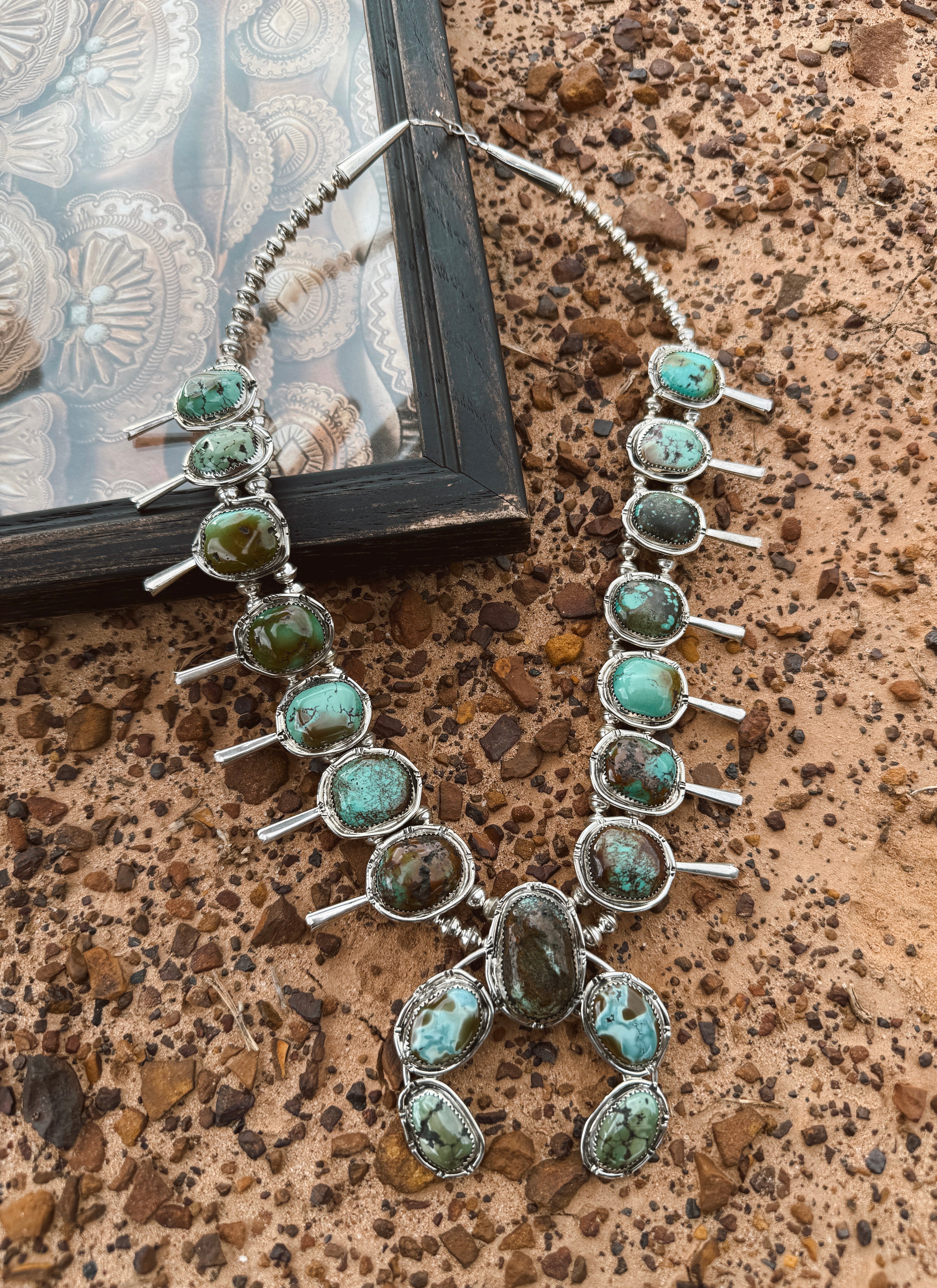 The Sonoran Gold Squash Blossom Necklace with Earrings