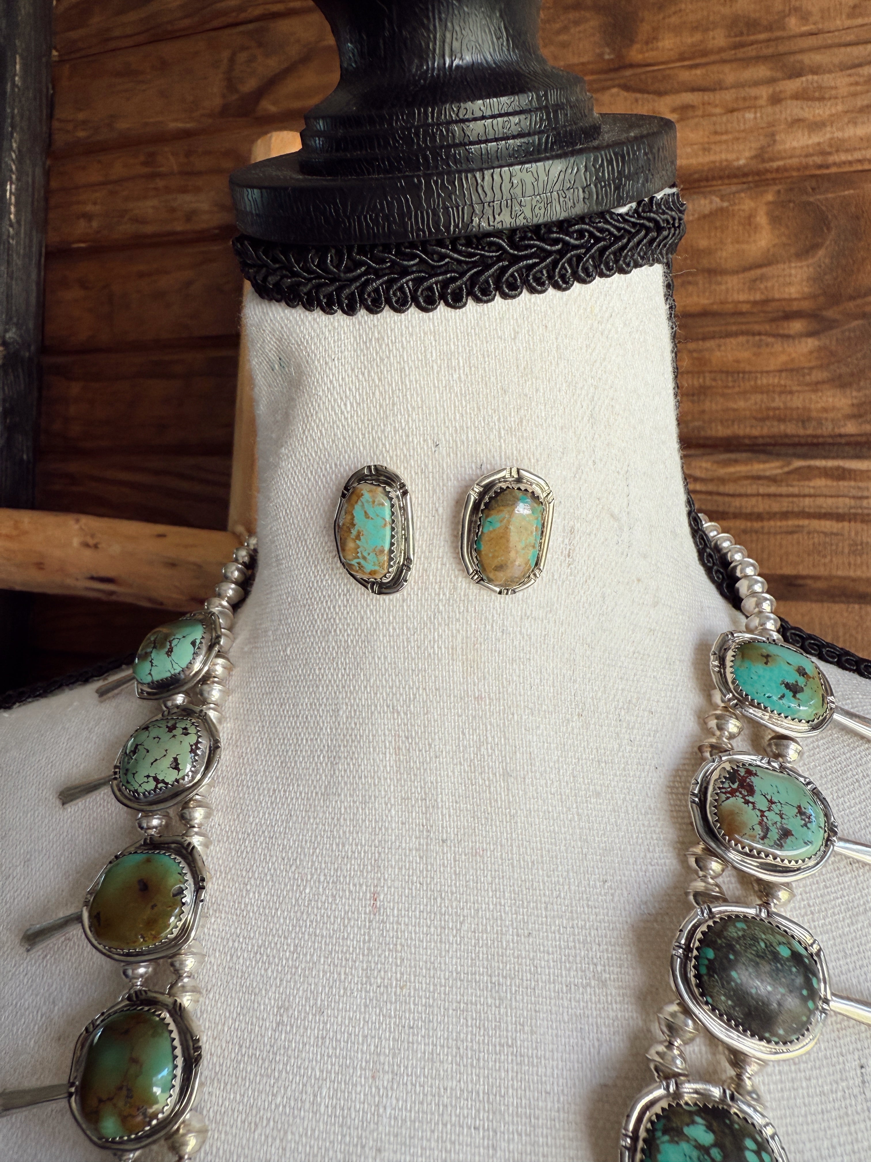 The Sonoran Gold Squash Blossom Necklace with Earrings