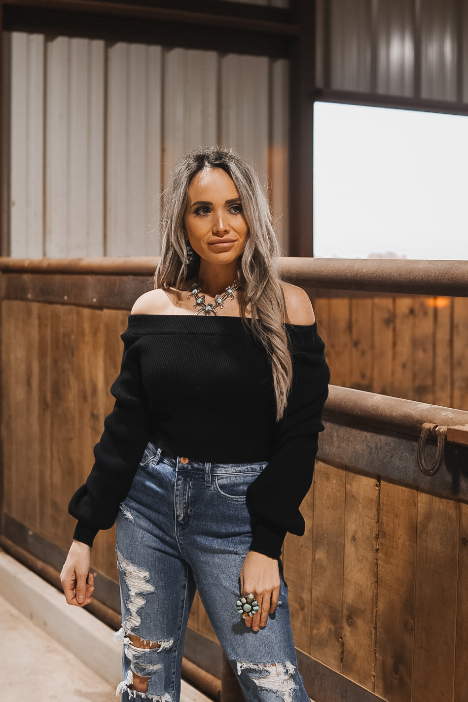 Off the shoulder western tops best sale