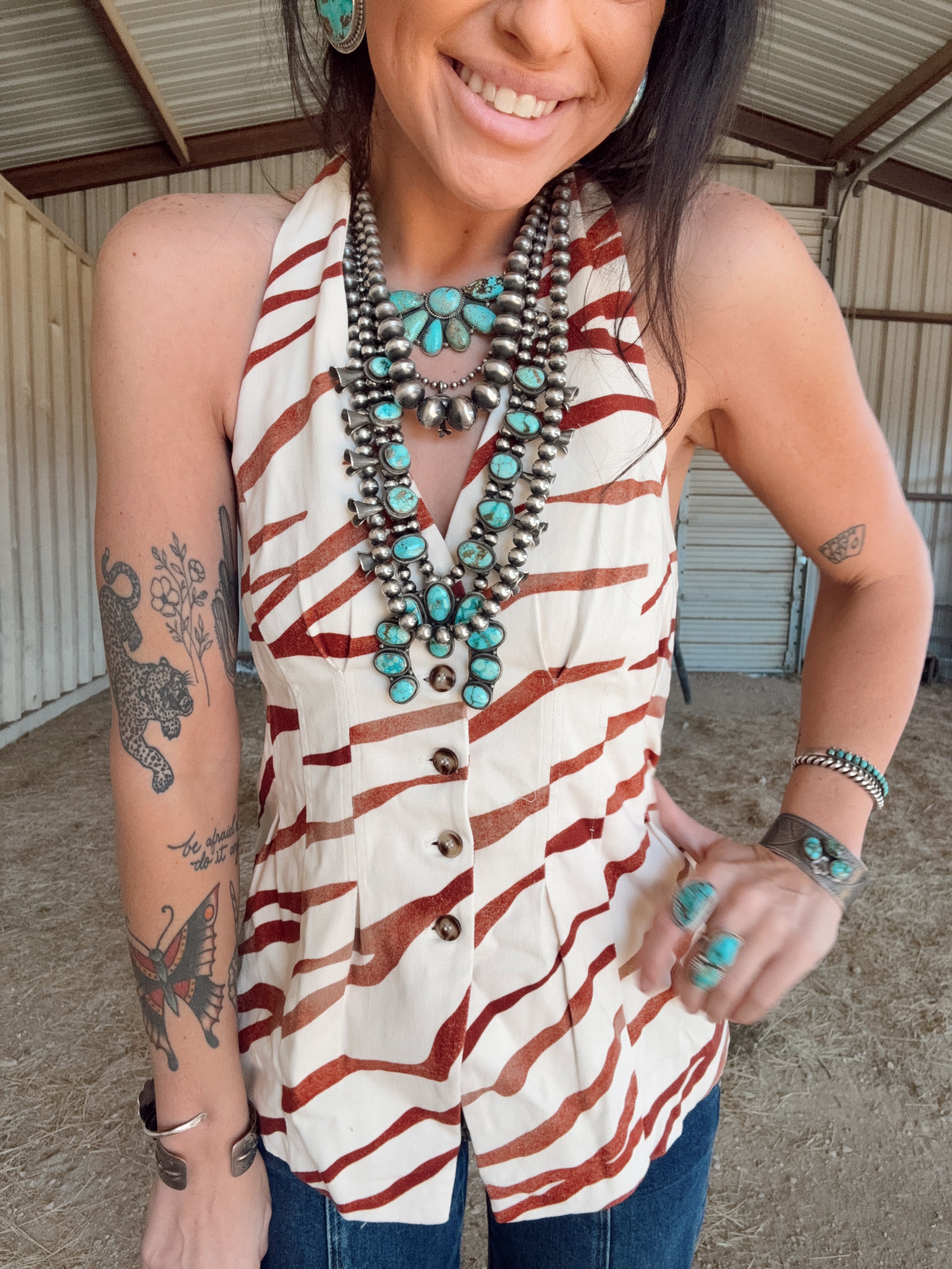 The Taupe Zebra Halter Top