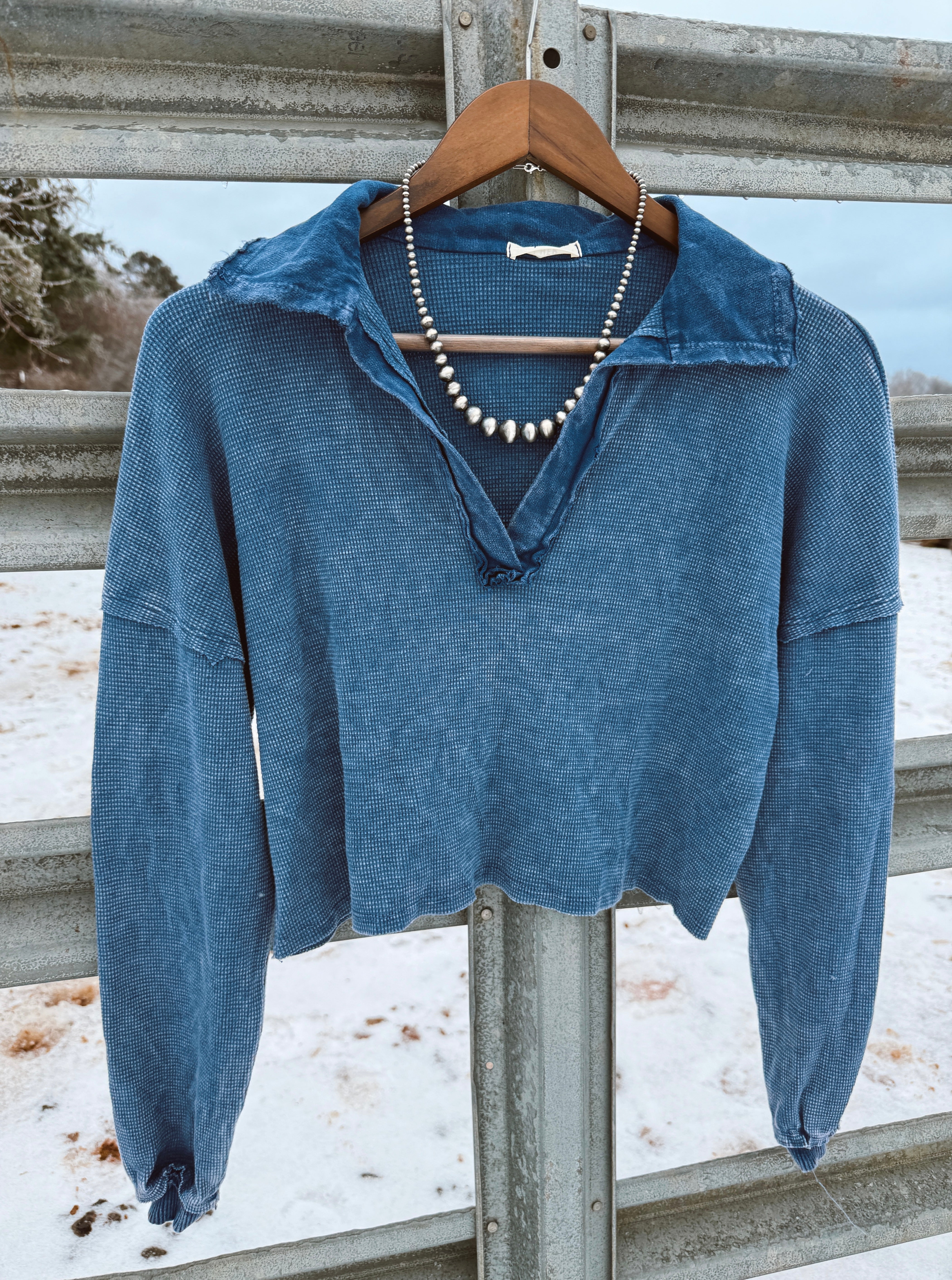 The V Neck Top - Ocean