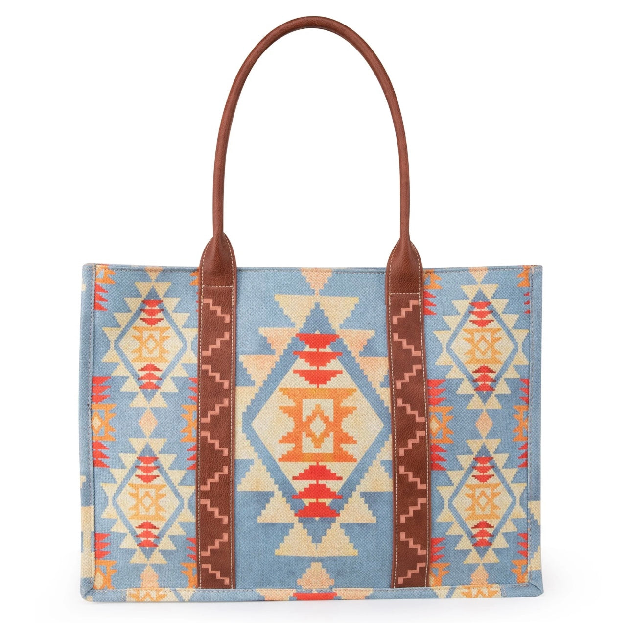 The Wrangler Light Blue Aztec Wide Tote