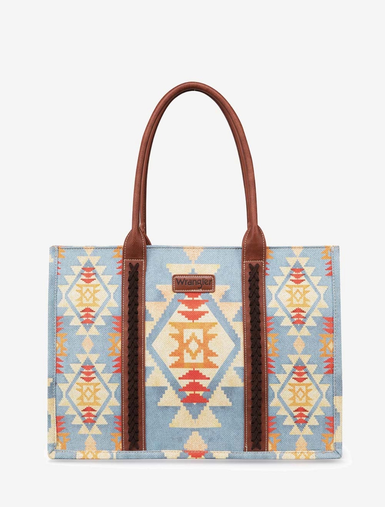 The Wrangler Light Blue Aztec Wide Tote
