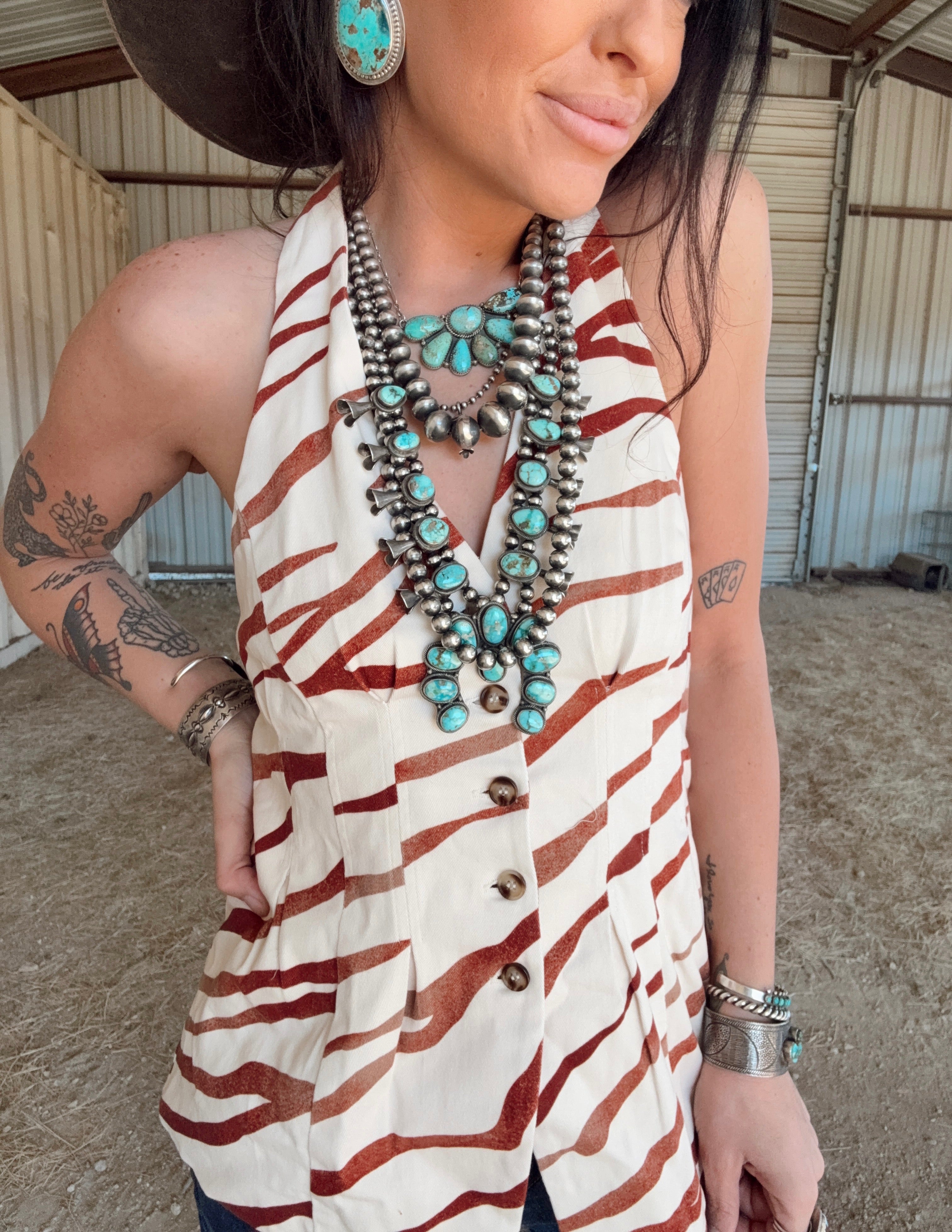 The Taupe Zebra Halter Top