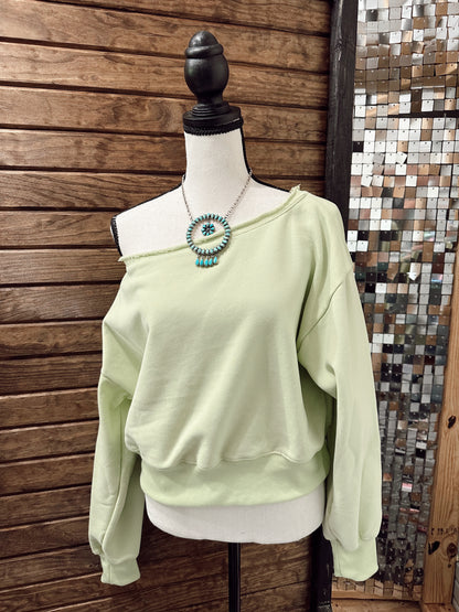 The Off Shoulder Top - Lime Green