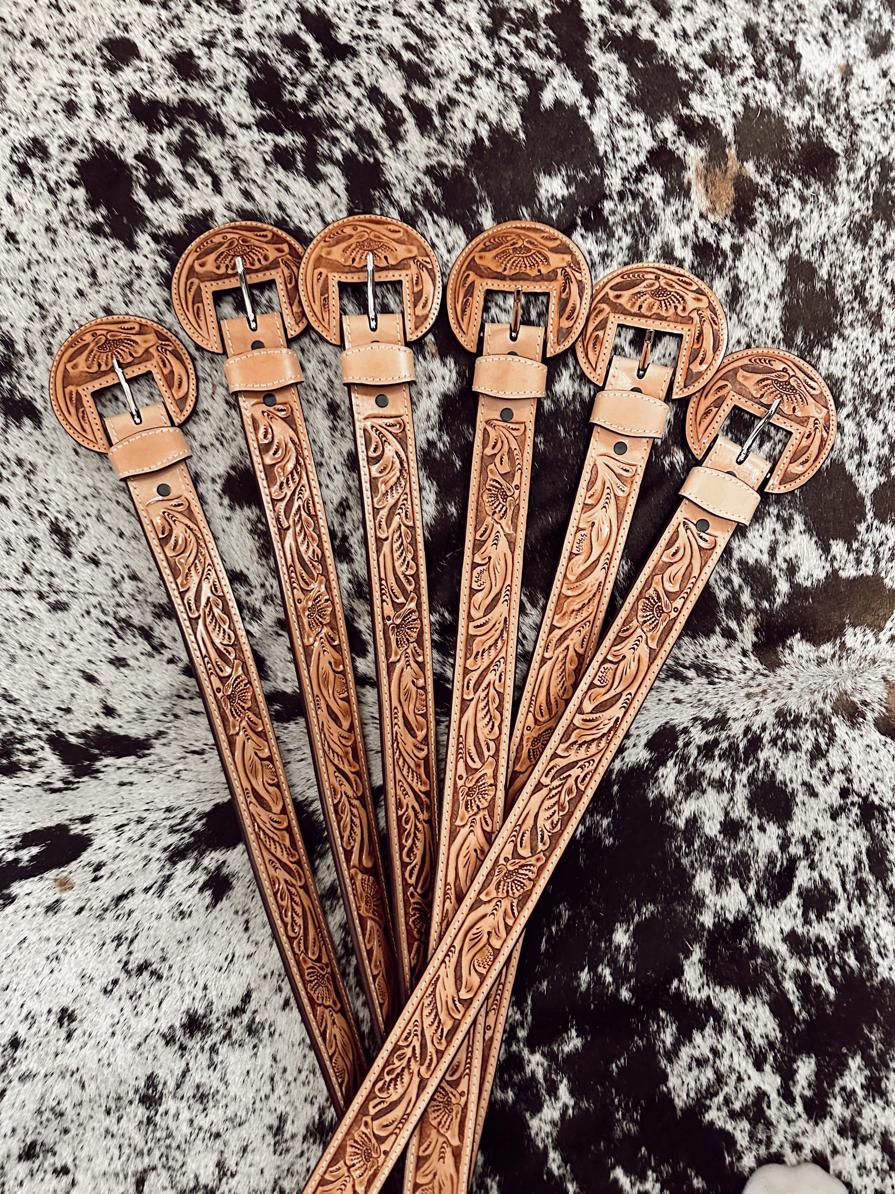 The Que Chula Leather Tooled Belt - best seller