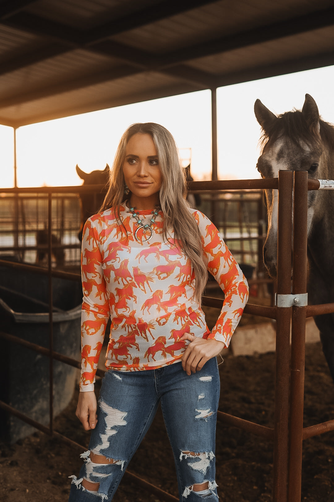 The Neon Wild Horse Mesh Top