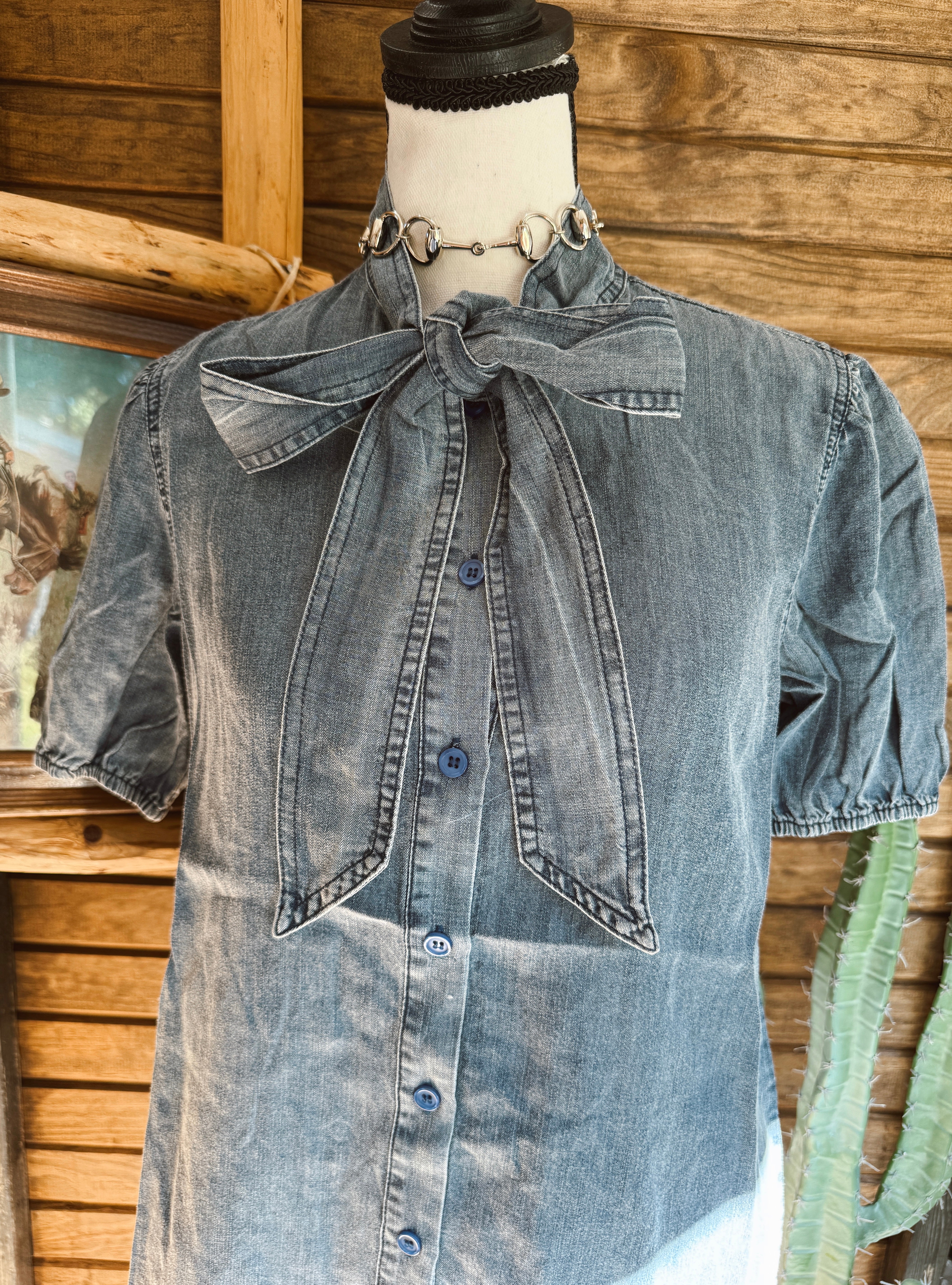 The Denim Tie Top