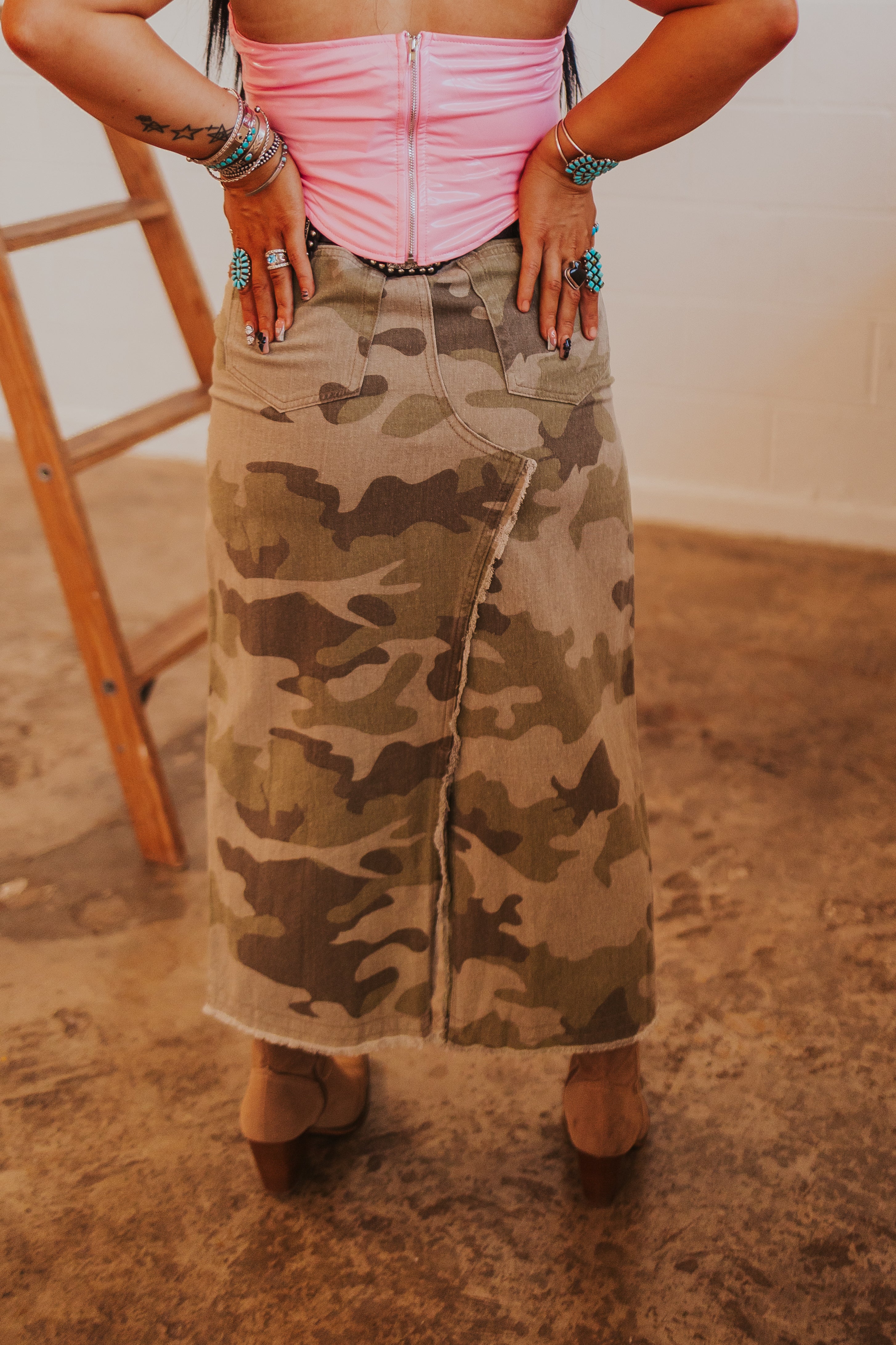 Camouflage skirt midi best sale