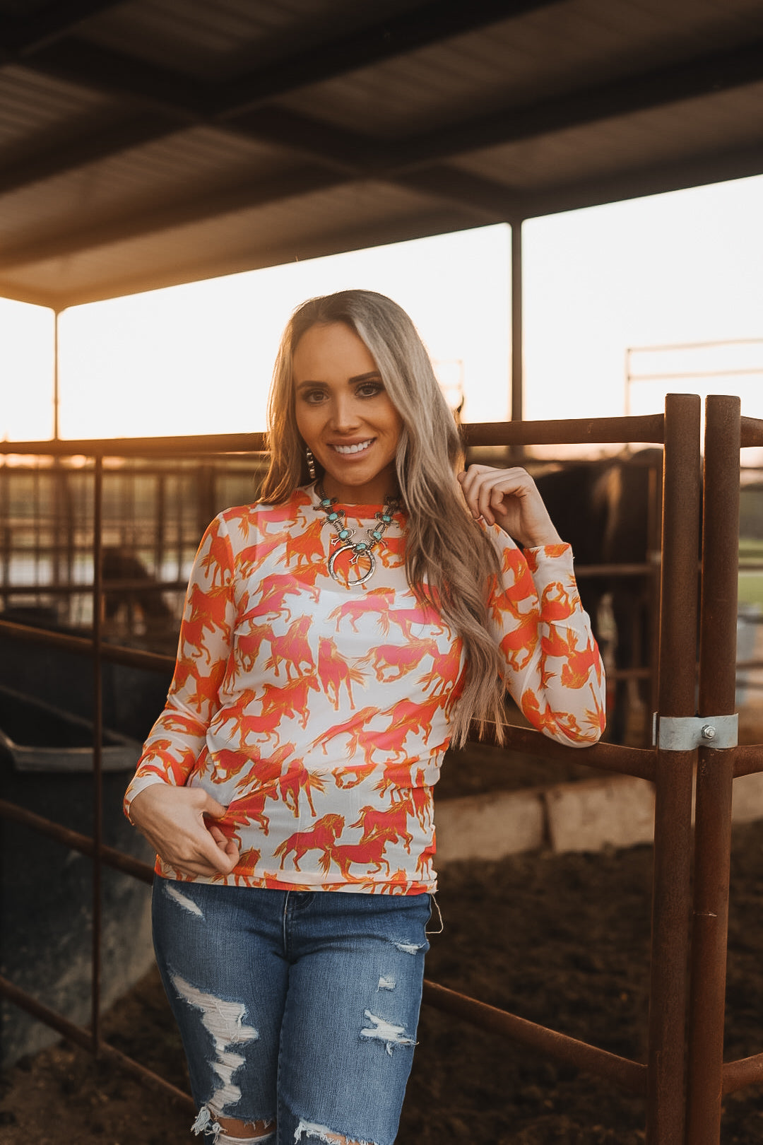 The Neon Wild Horse Mesh Top