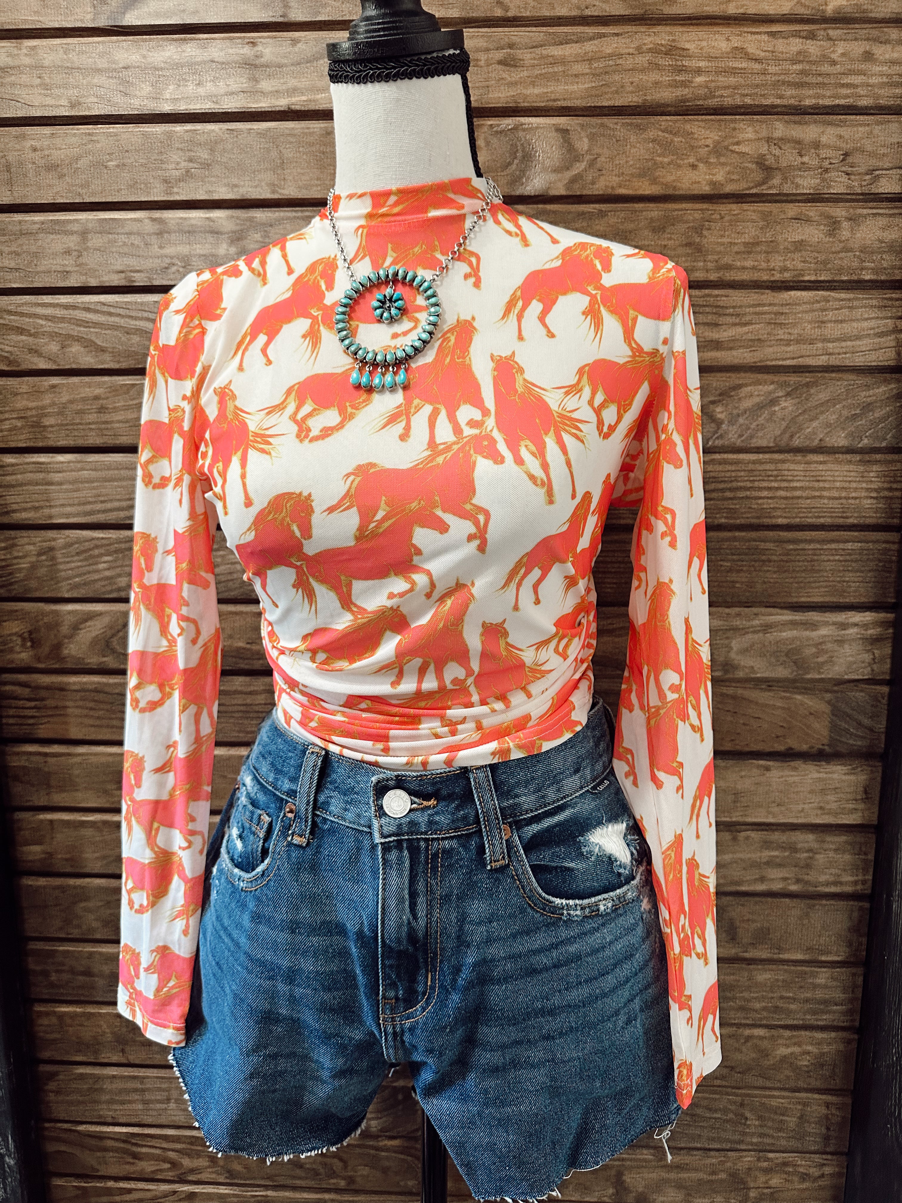 The Neon Wild Horse Mesh Top