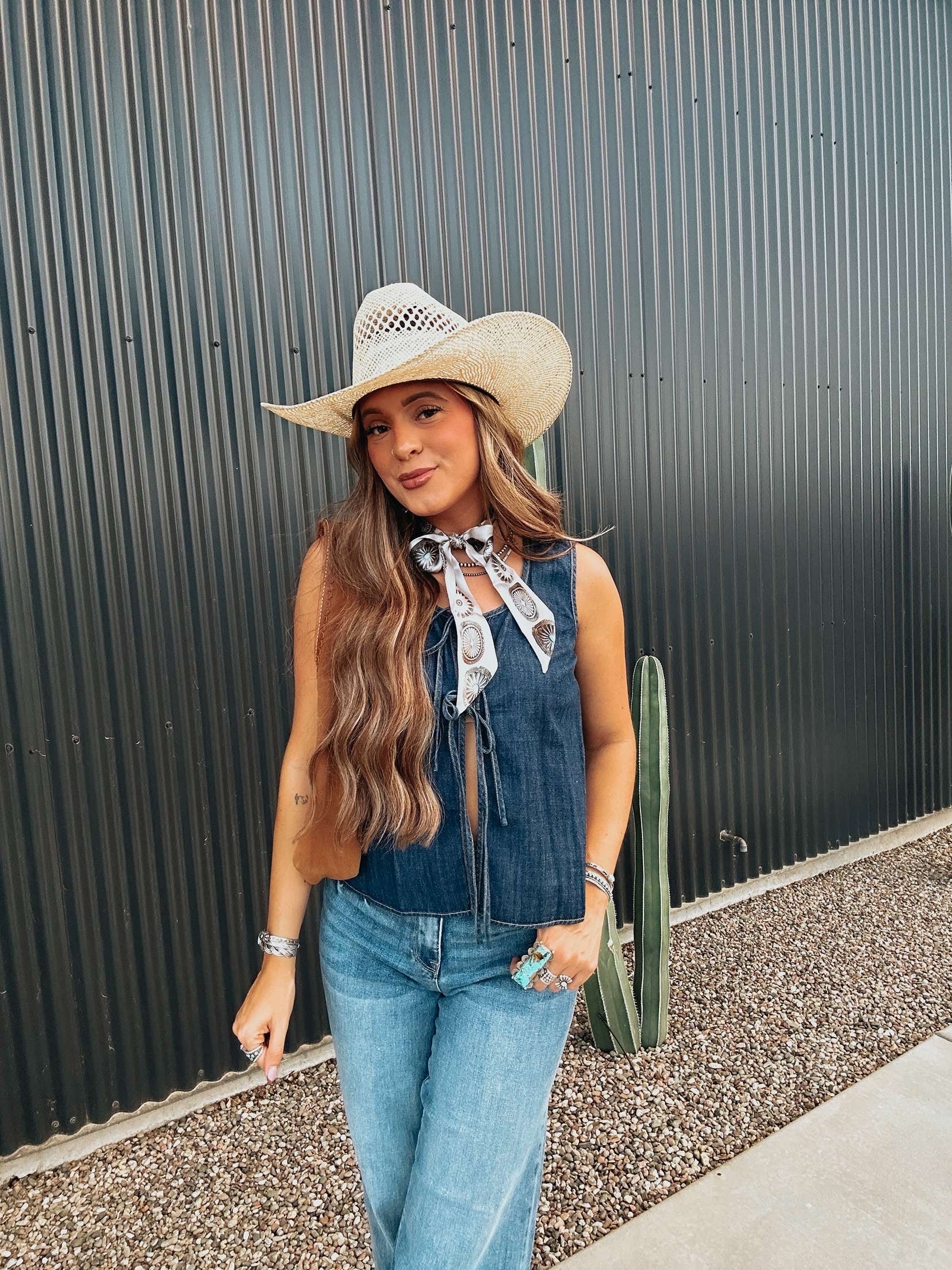 The Dally Denim Tie Top