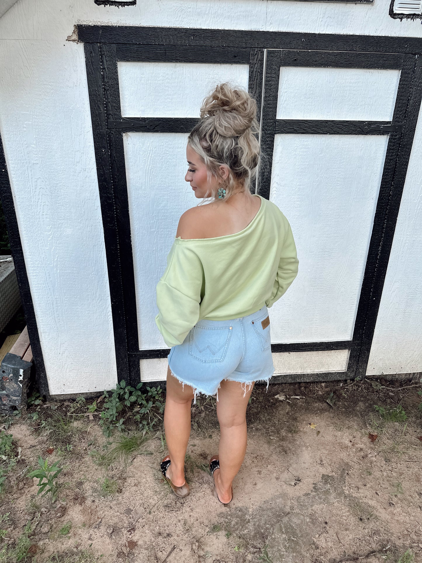 The Off Shoulder Top - Lime Green