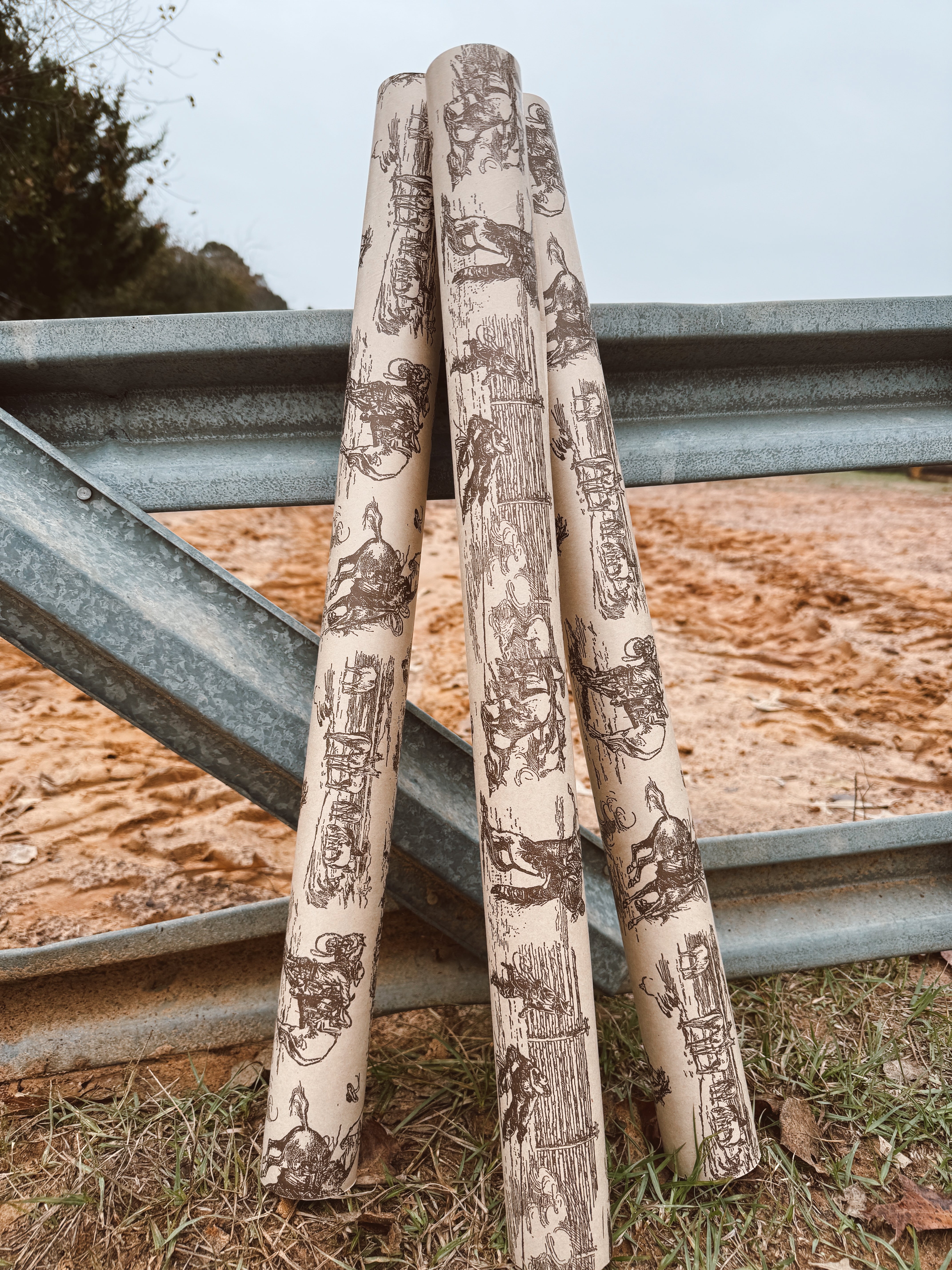 The Cowboy Christmas Wrapping Paper - brown