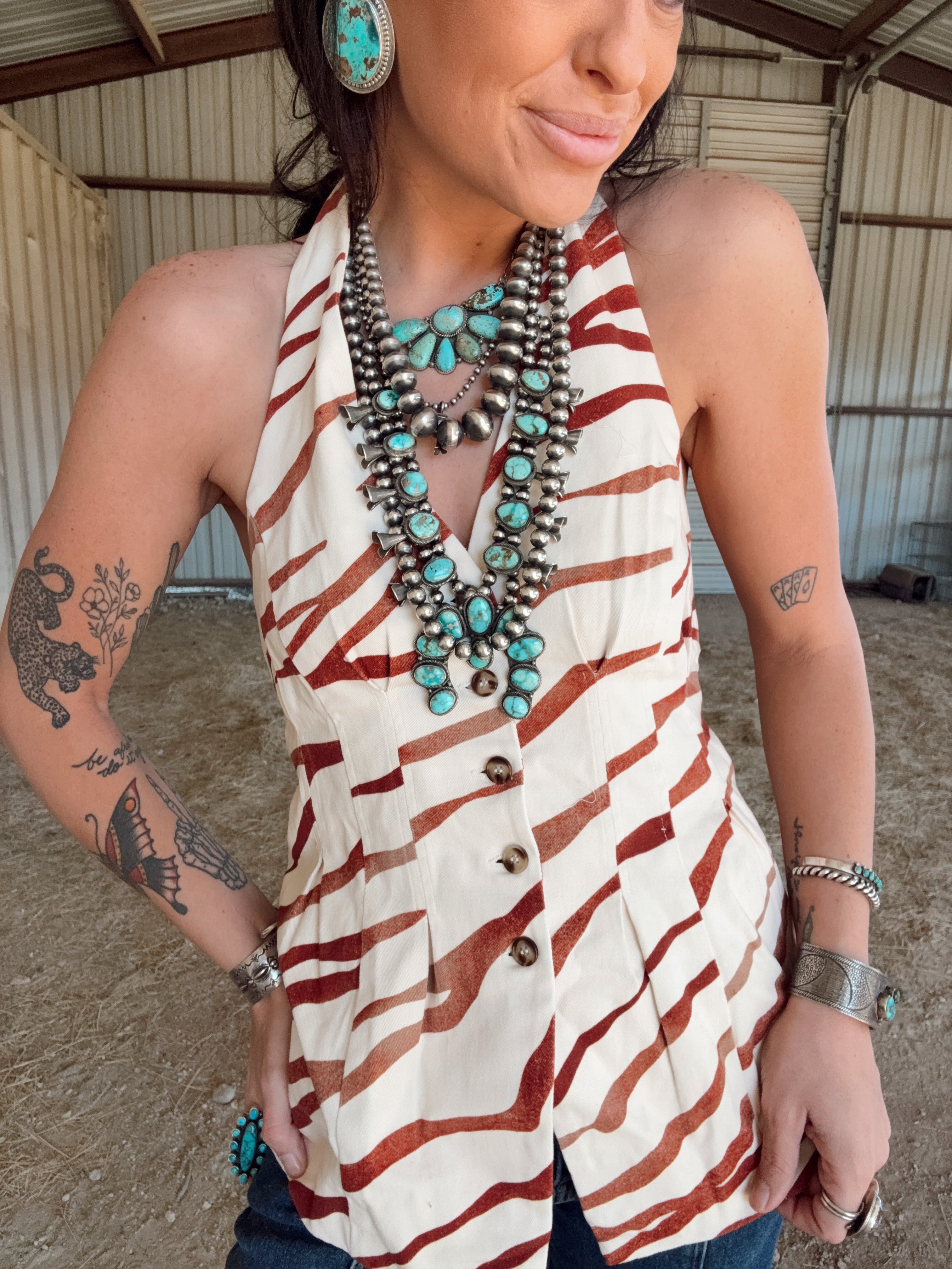 The Taupe Zebra Halter Top