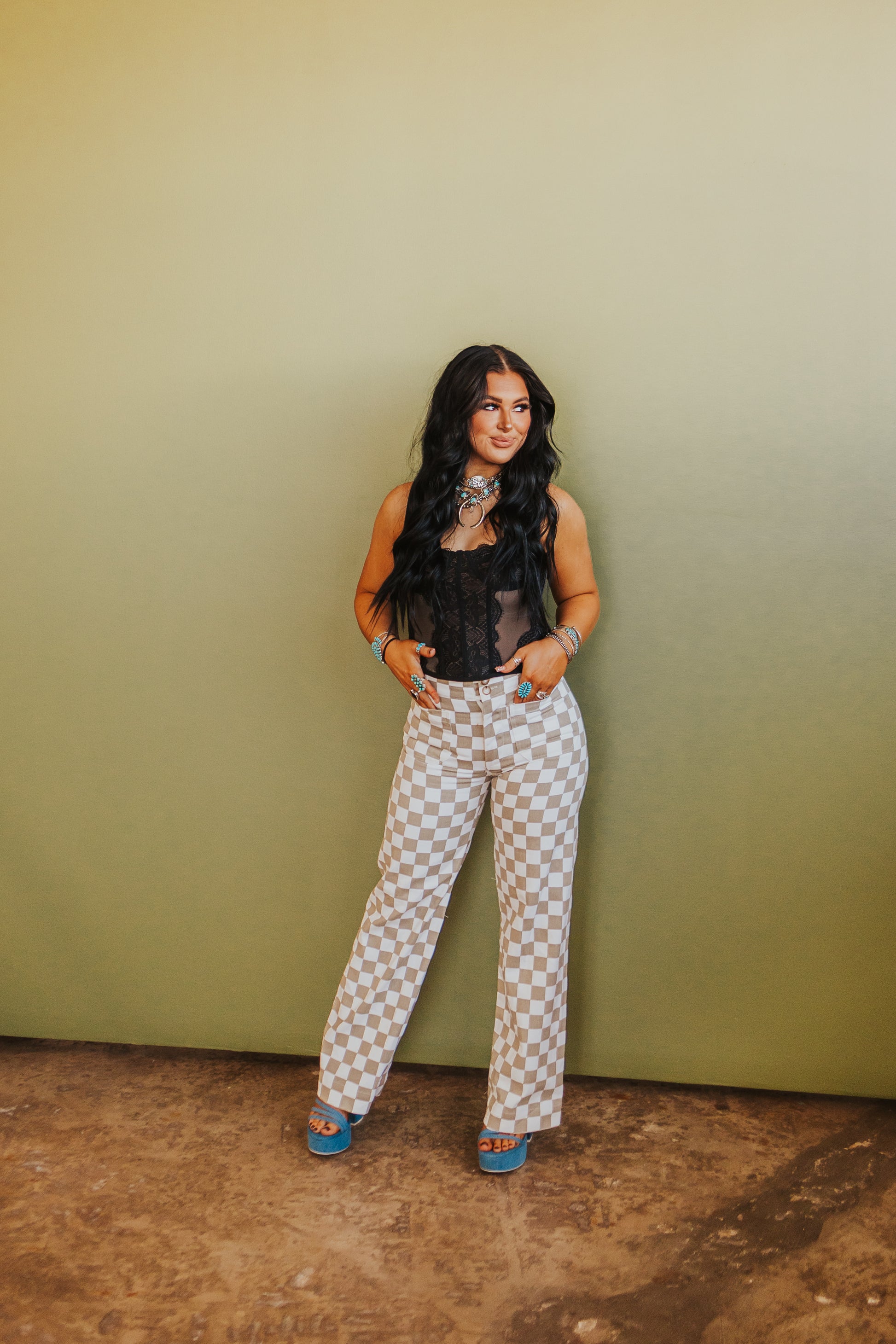 The Demi Checkered Pants - Taupe – Cowboy Stitch