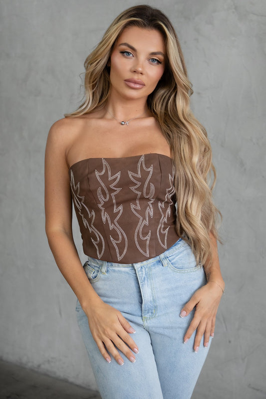 The Boot Stitch Top - Brown Pre Order