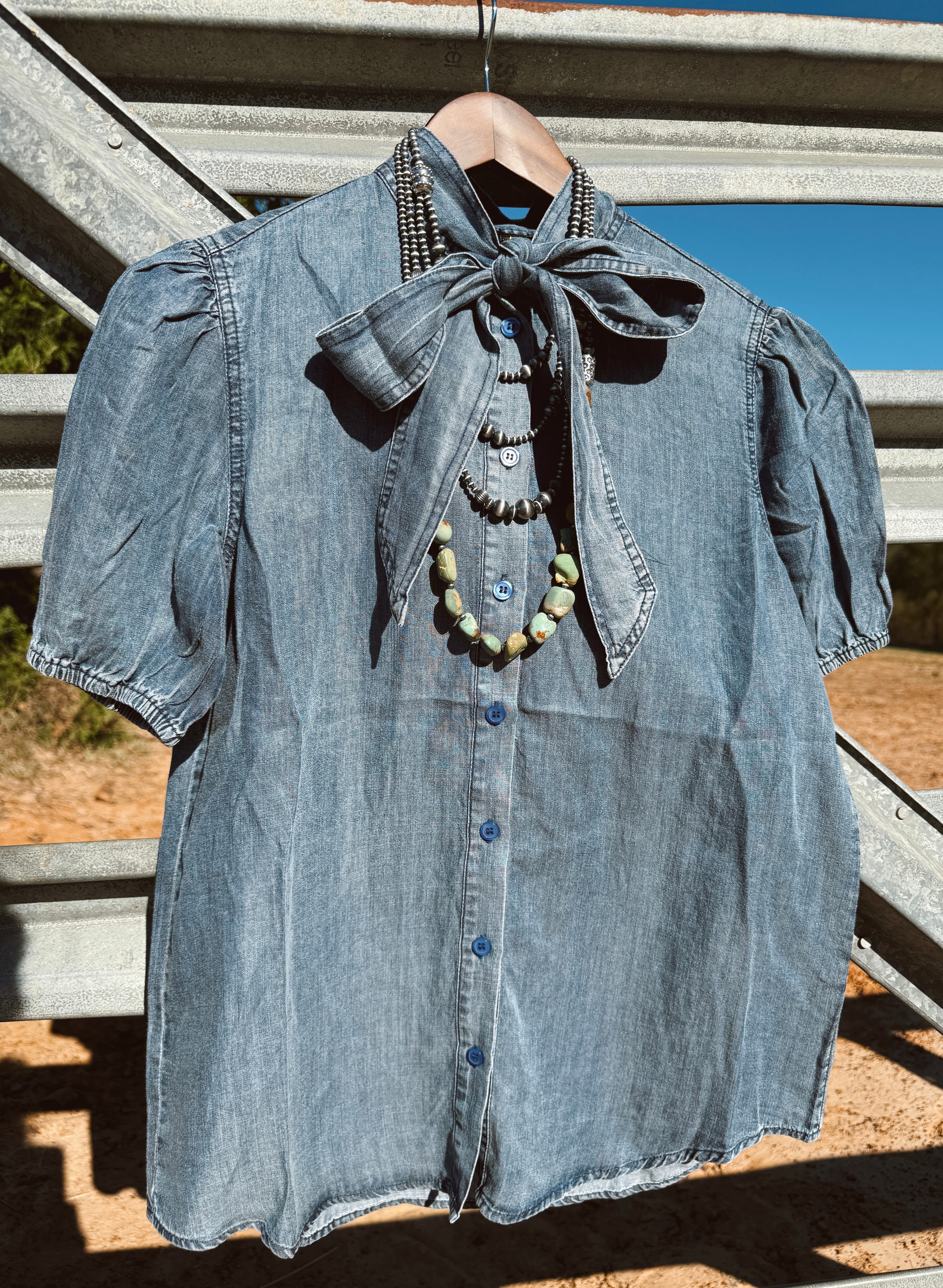 The Denim Tie Top