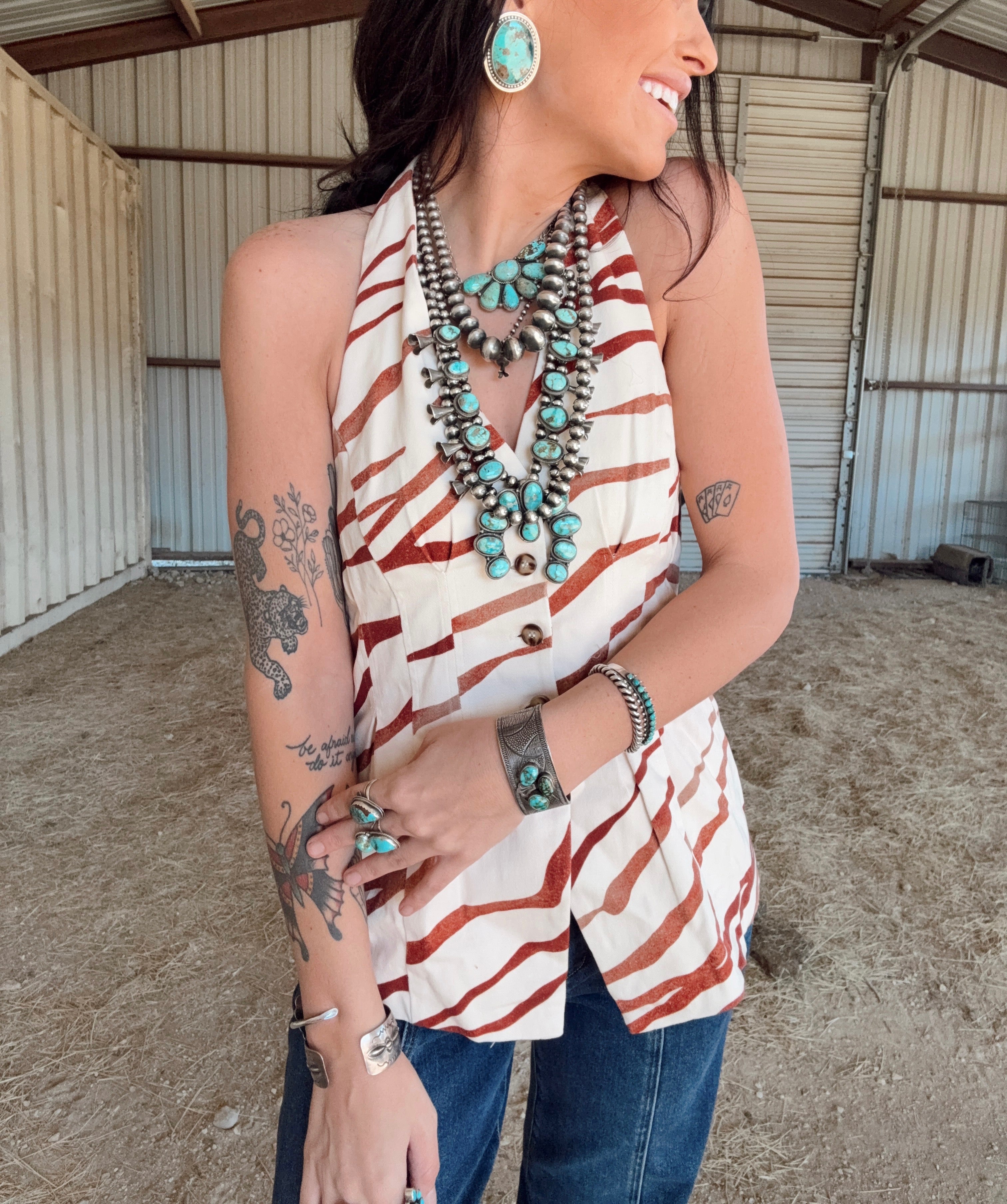 The Taupe Zebra Halter Top