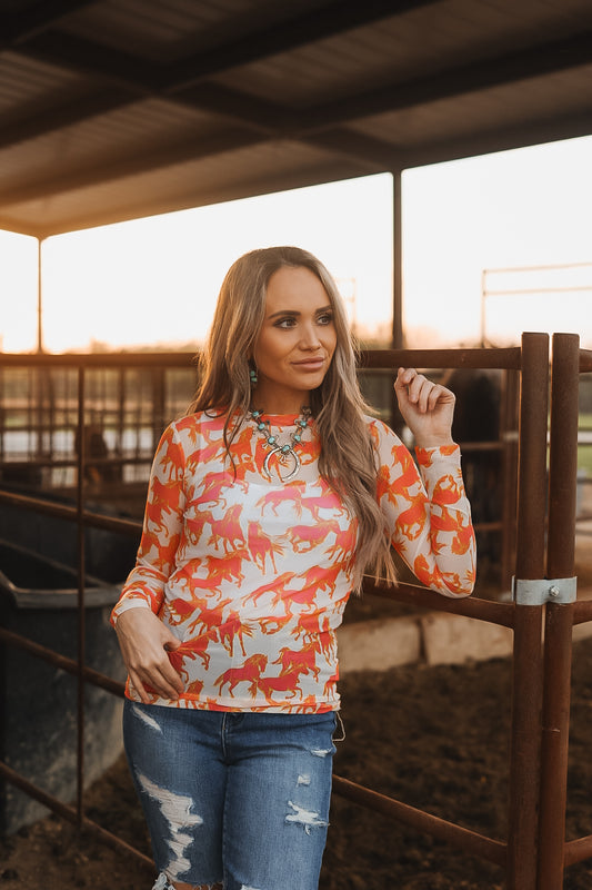 The Neon Wild Horse Mesh Top