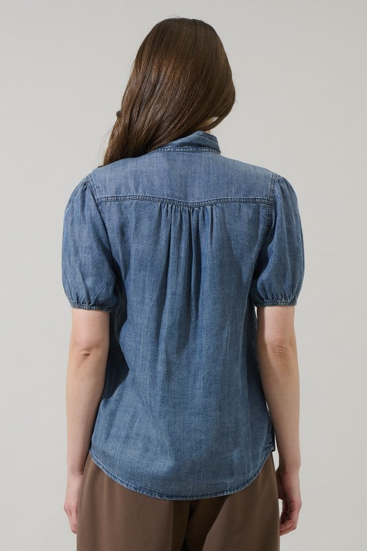 The Denim Tie Top