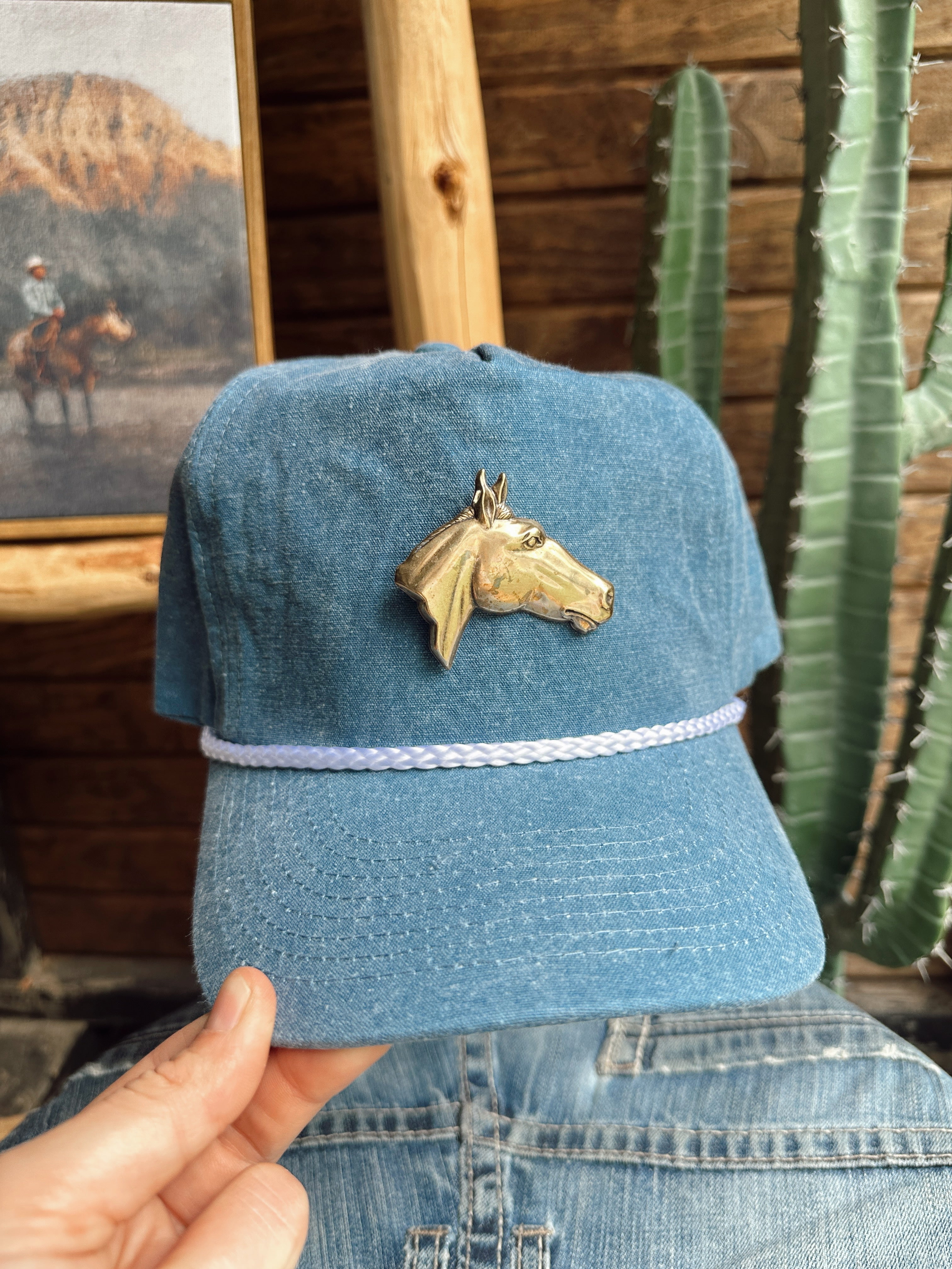The Denim Trucker Cap - Horse