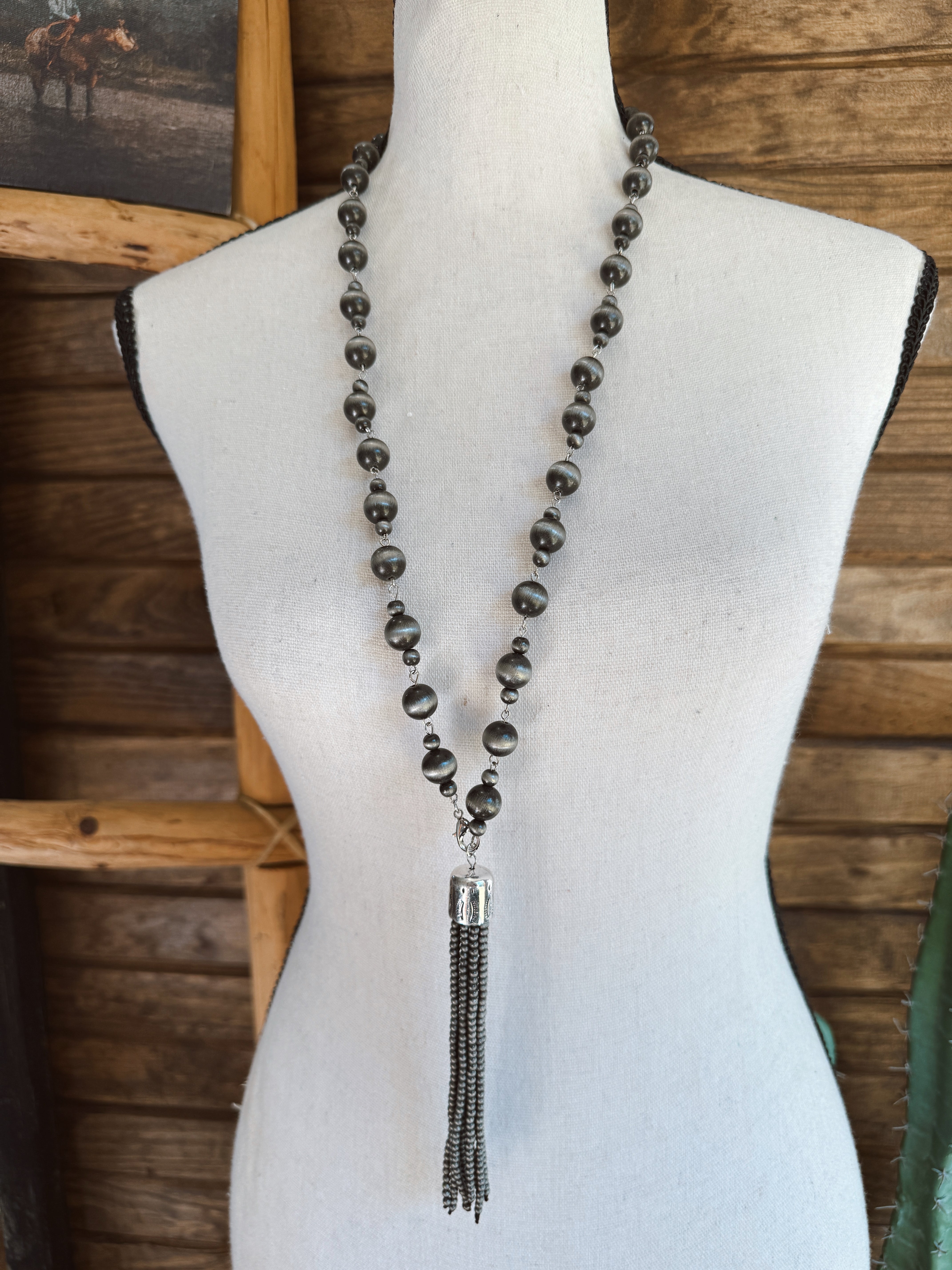 The Faux Rosary Pearl Necklace