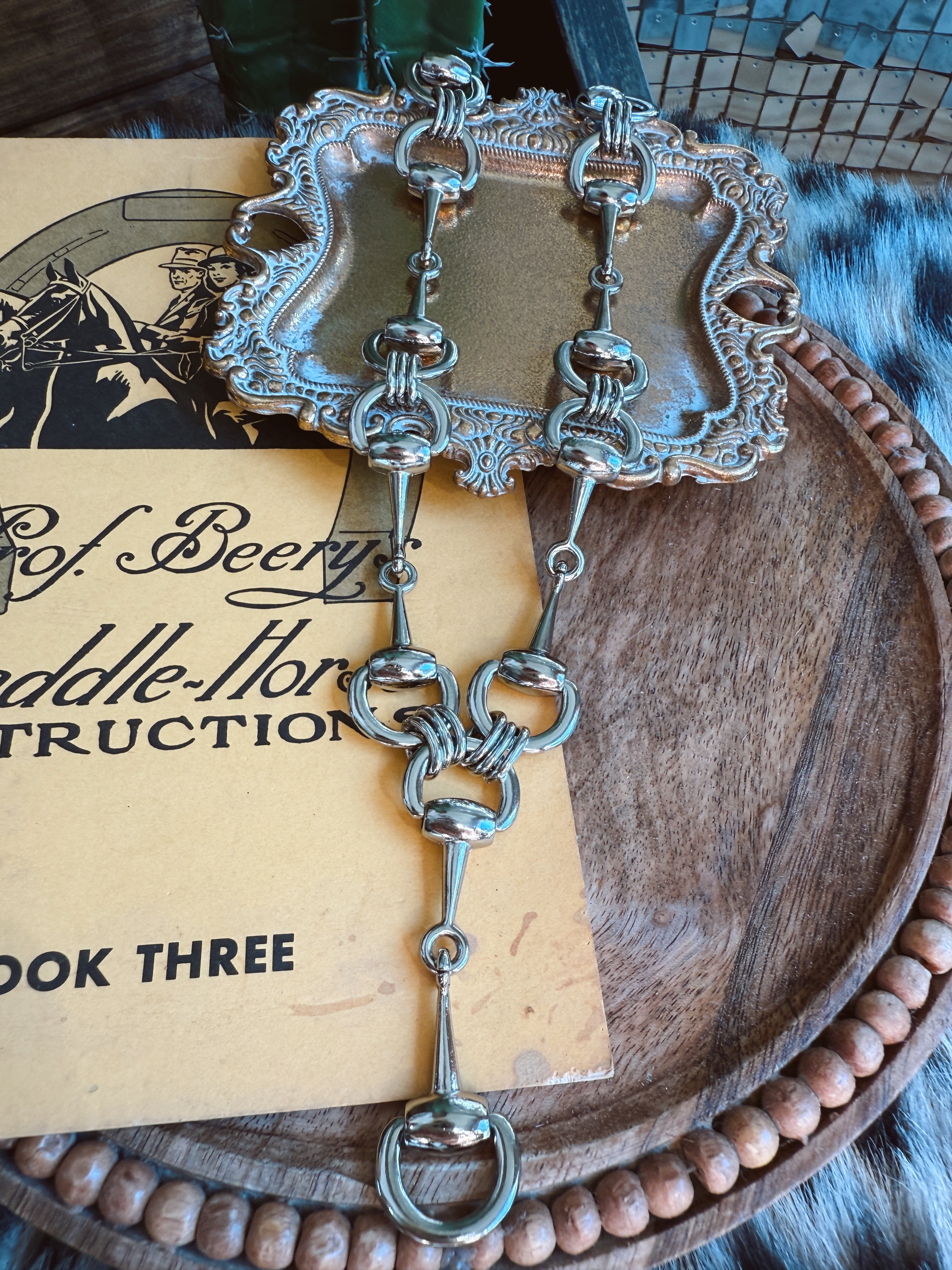 The Snaffle Bit Lariat Necklace - Silver