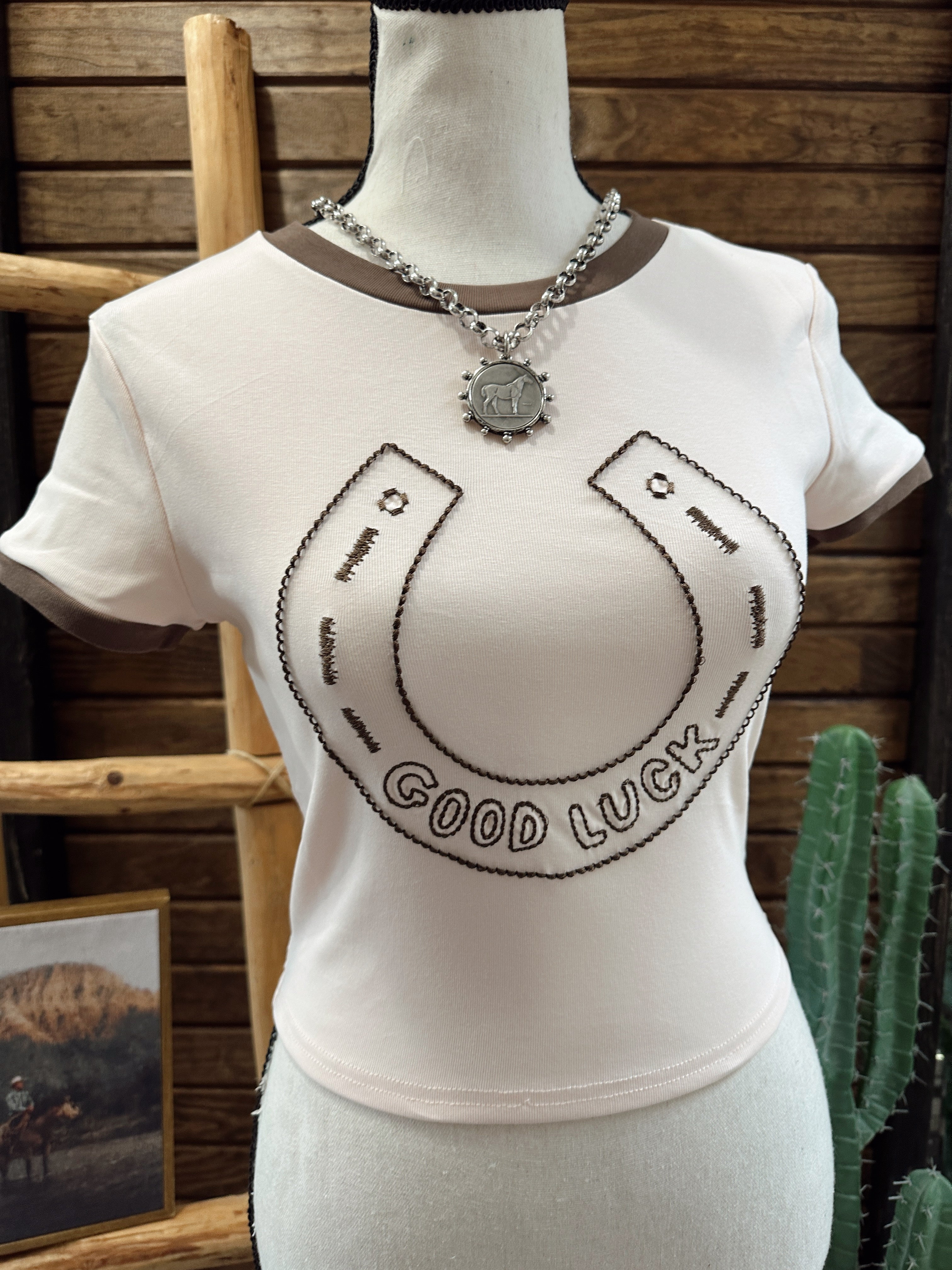 The Horseshoe Tee - Pale Pink