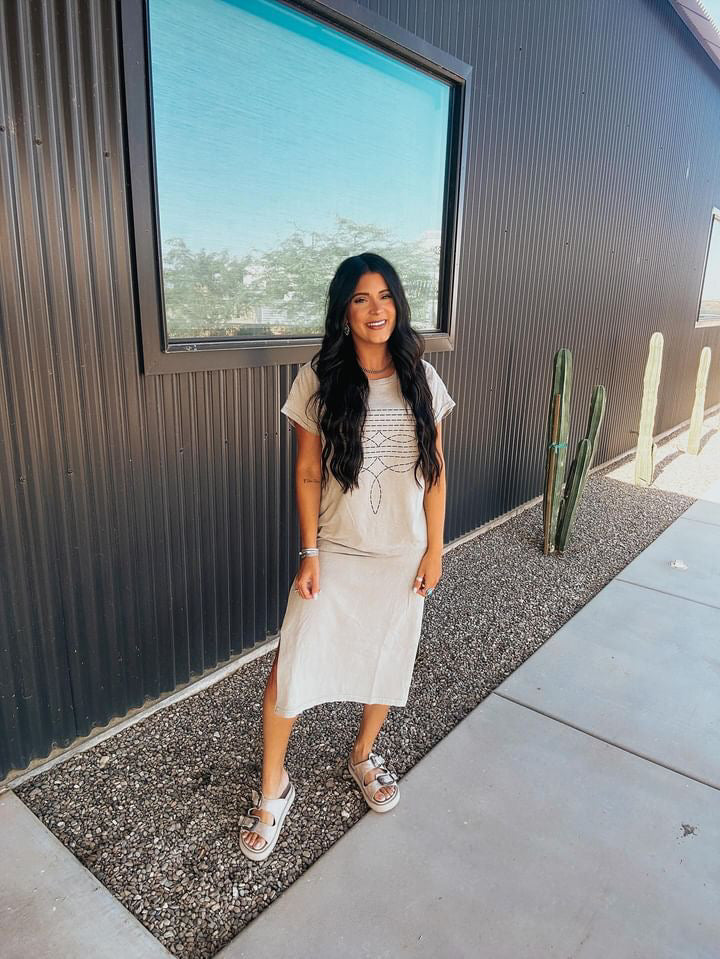 The Boot Stitch Dress - Khaki