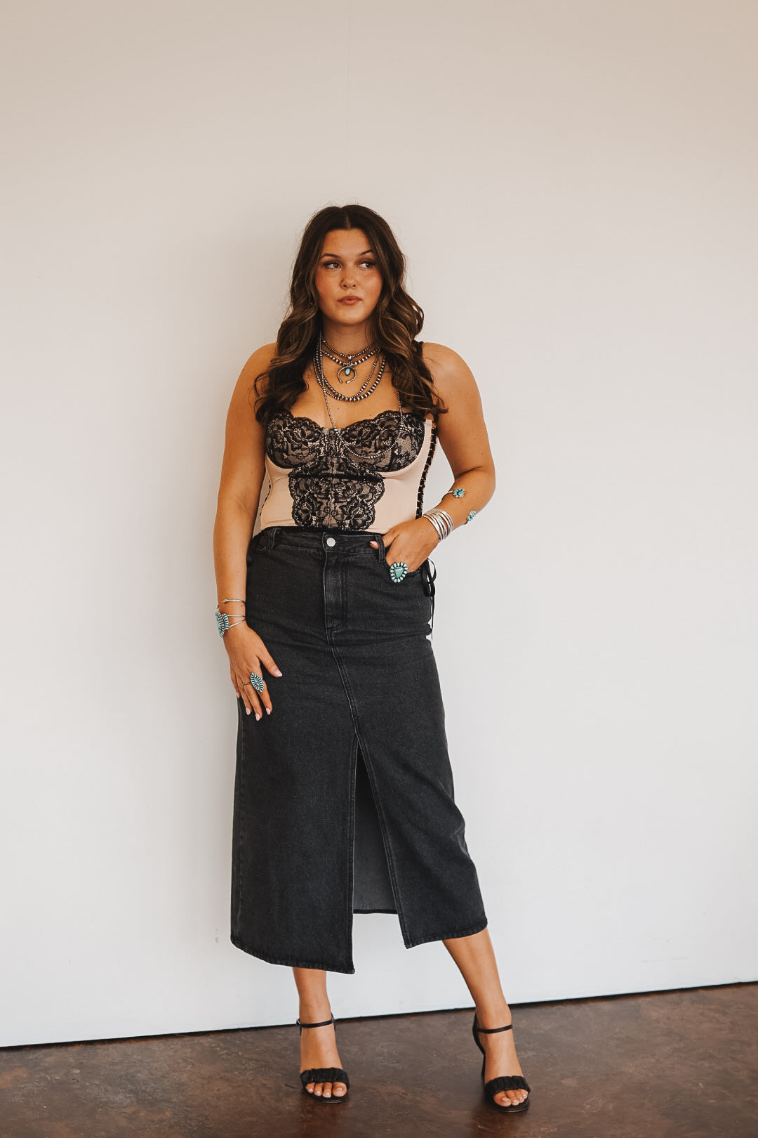 The Ace Black Denim Skirt