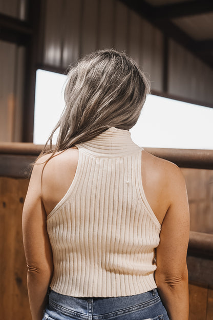 The Cross Neck Sleeveless Sweater