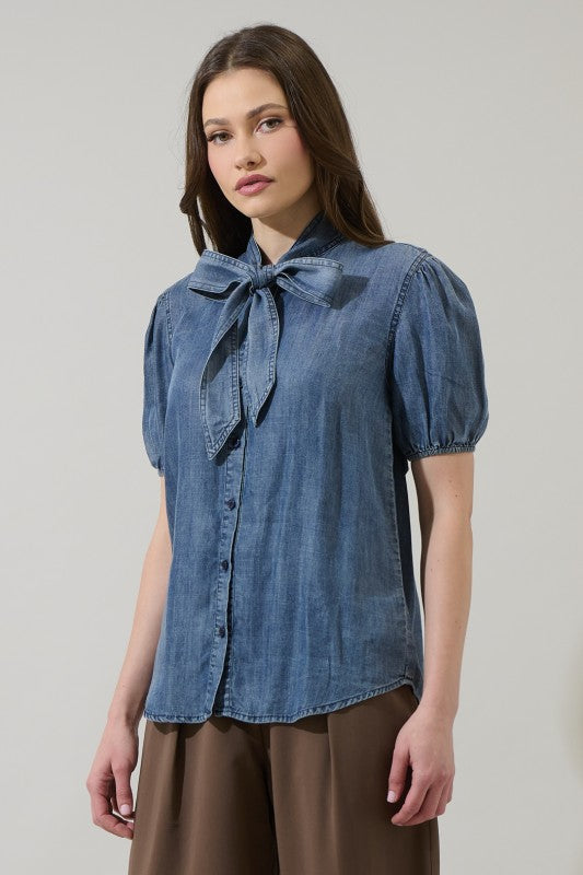 The Denim Tie Top