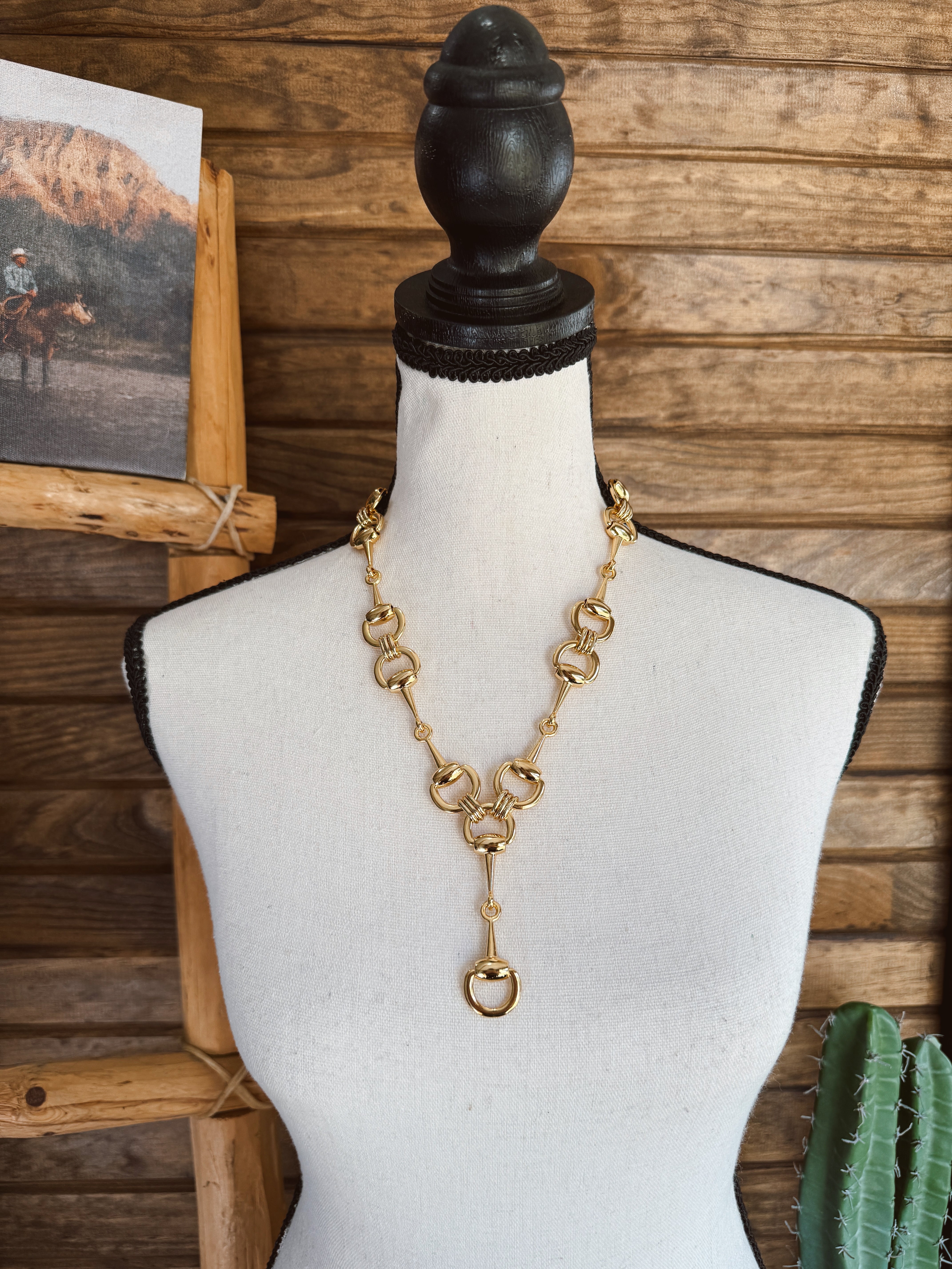 The Snaffle Bit Lariat Necklace - Gold