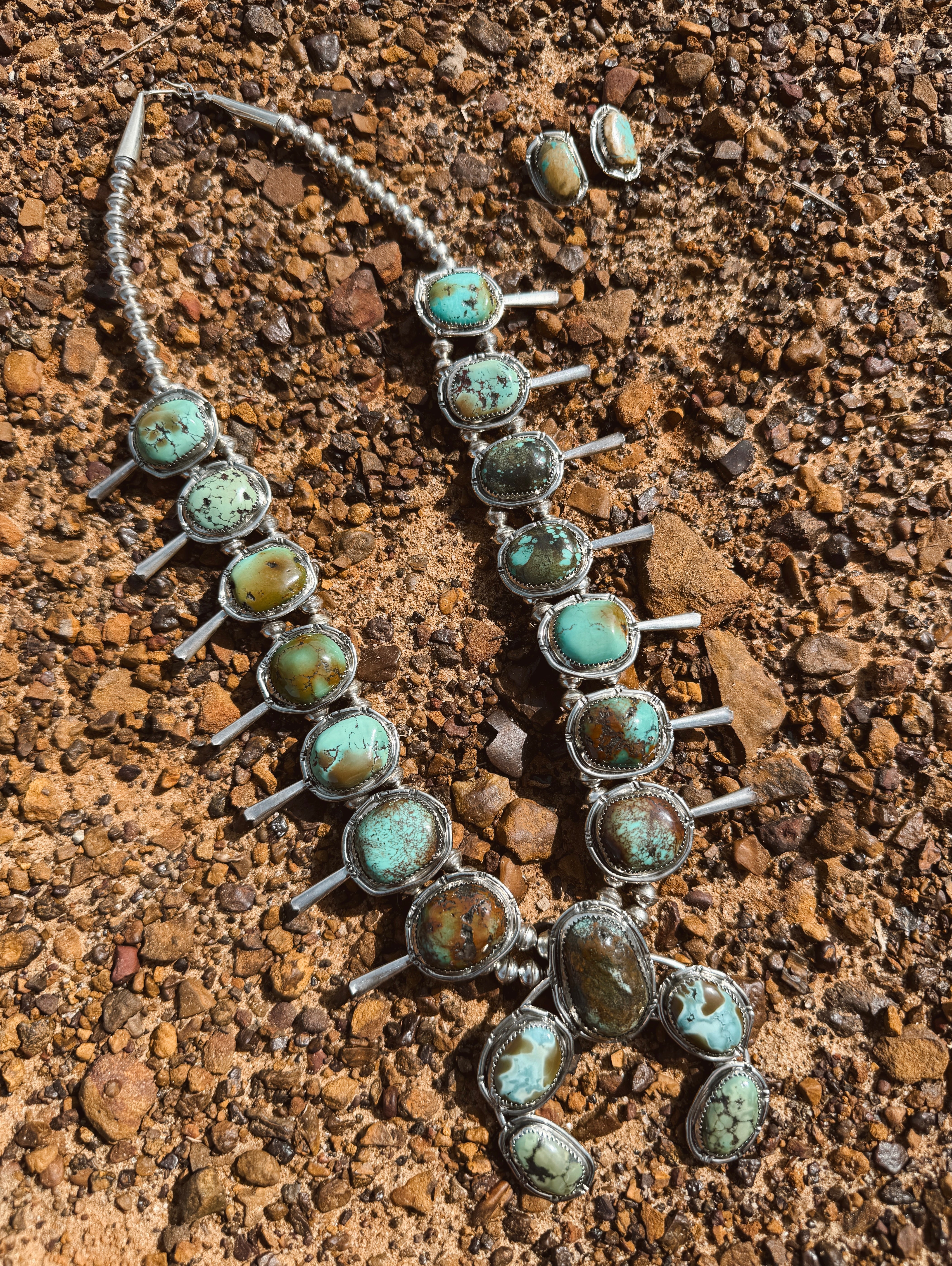 The Sonoran Gold Squash Blossom Necklace with Earrings
