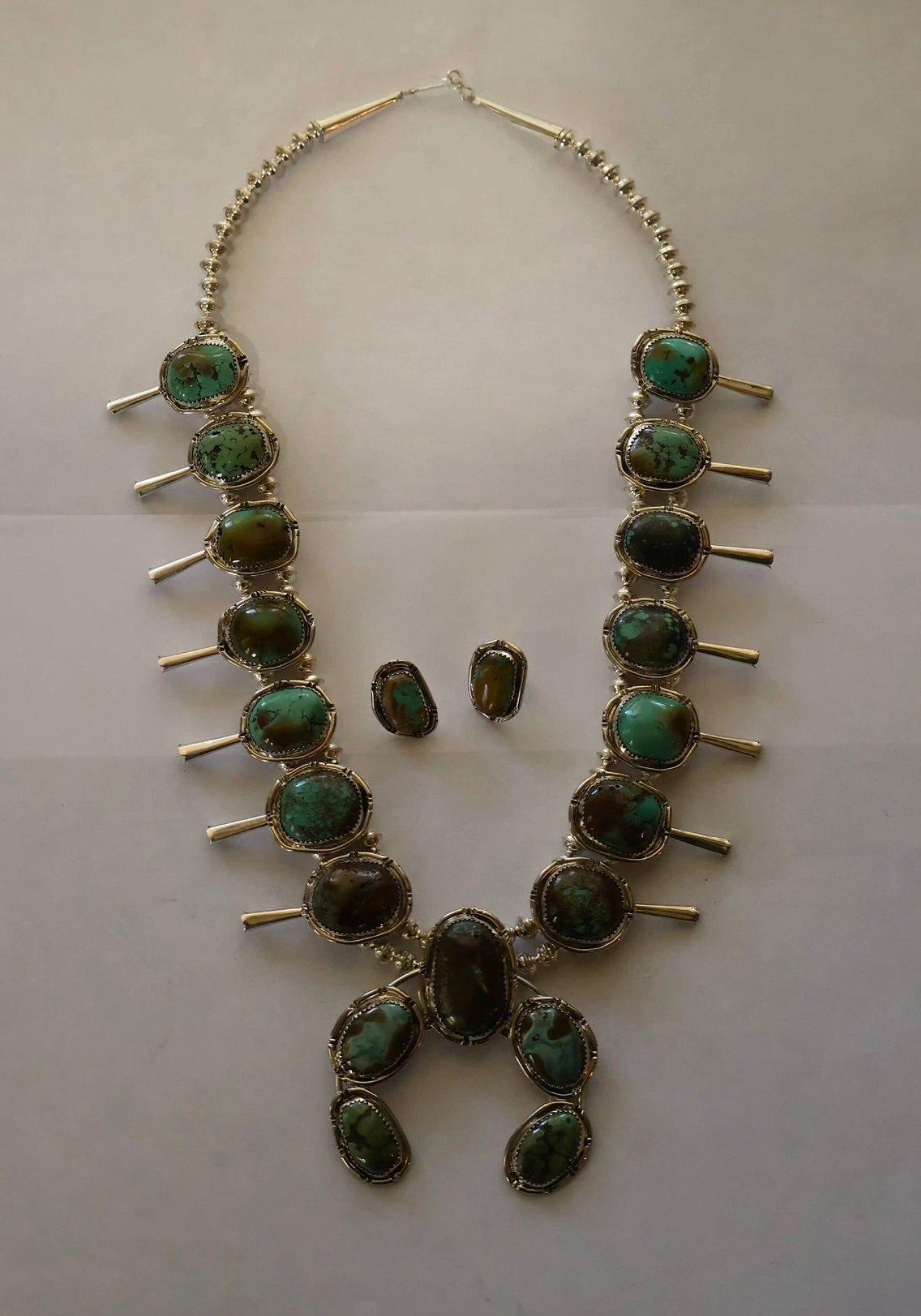 The Sonoran Gold Squash Blossom Necklace with Earrings