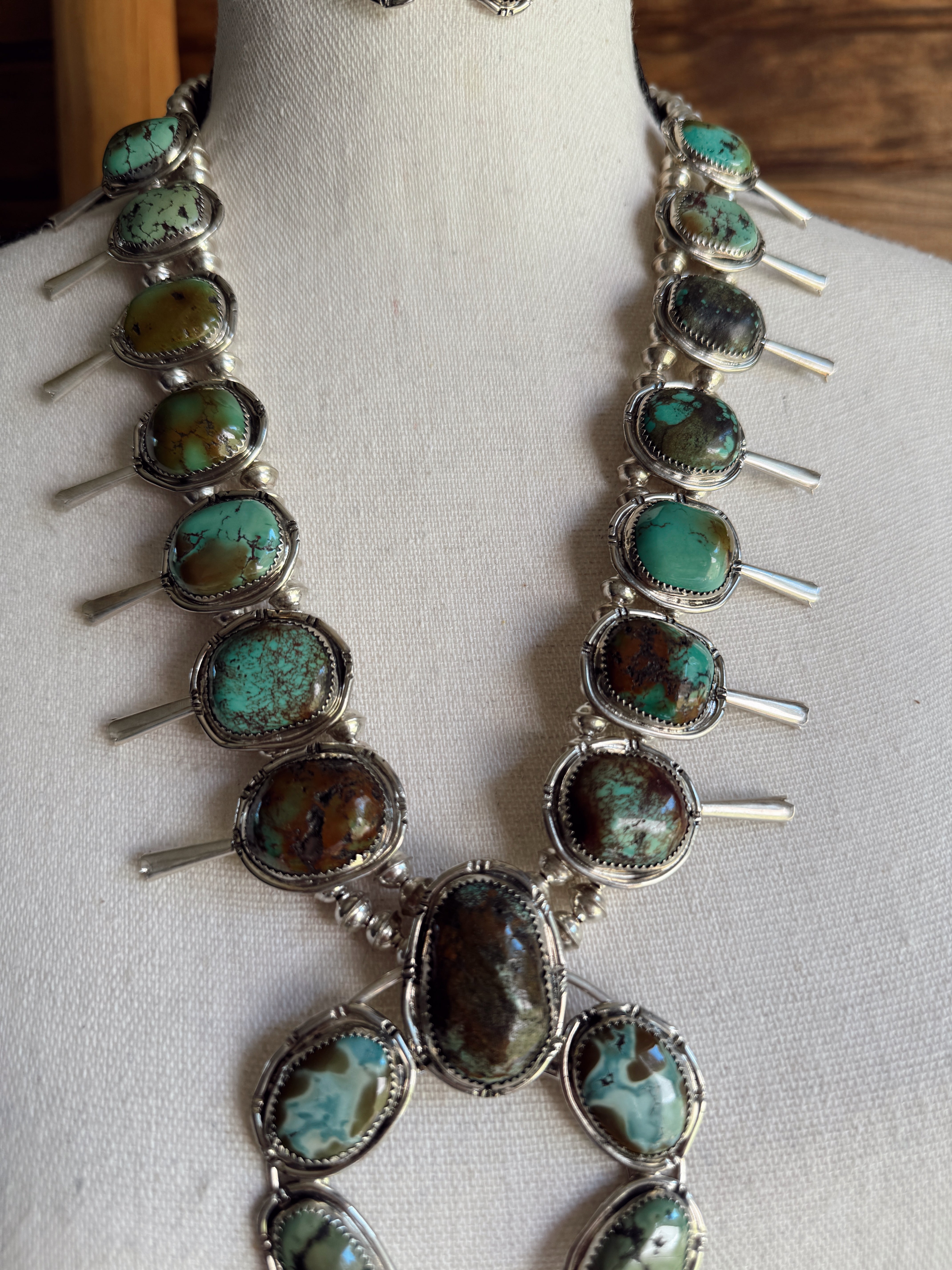 The Sonoran Gold Squash Blossom Necklace with Earrings